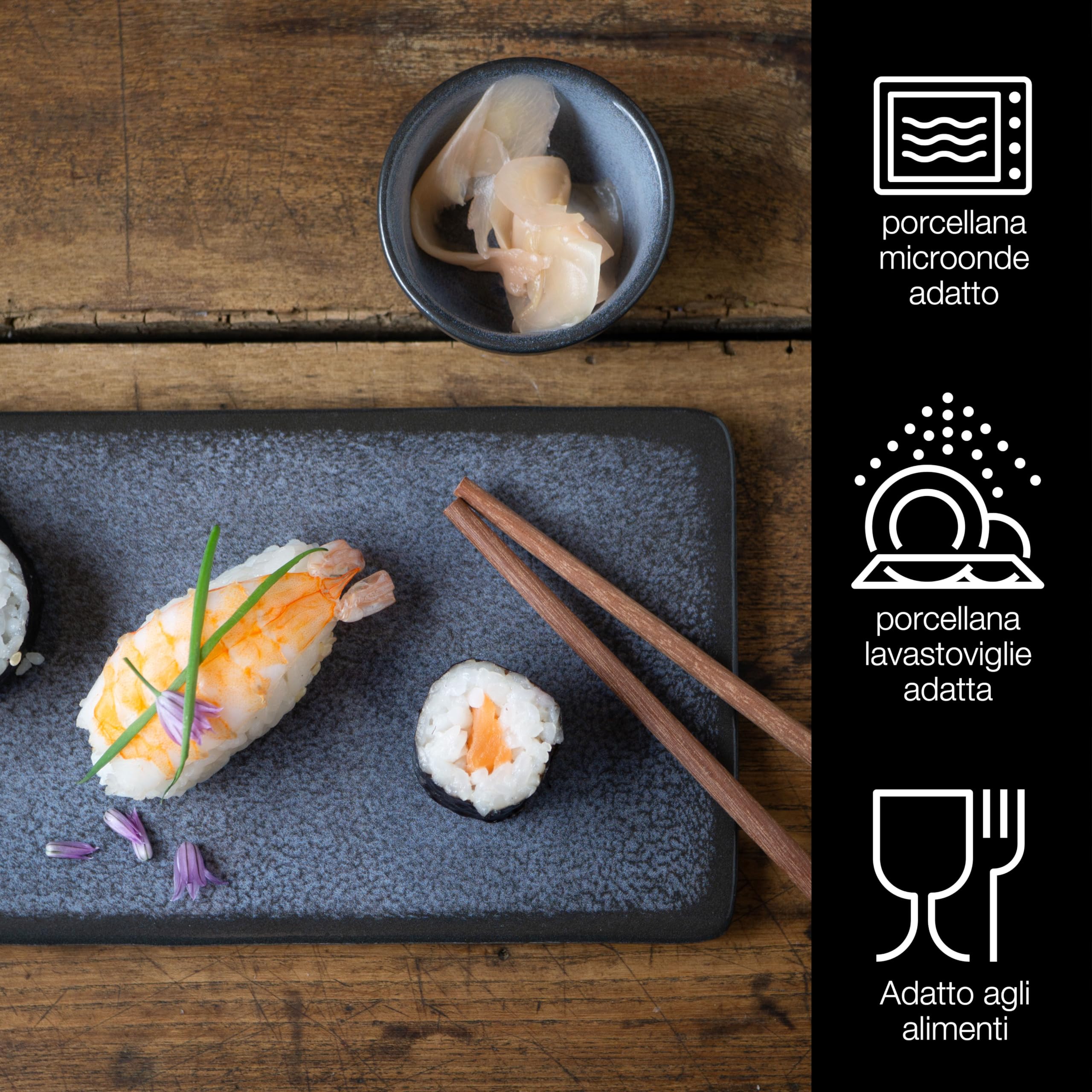 Moritz & Moritz Set di stoviglie per sushi per 2 persone - 10 pezzi - Set per servire il sushi con 3 piatti per sushi - 2x piatti per sushi, ciotola per miso, ciotoline e bacchette