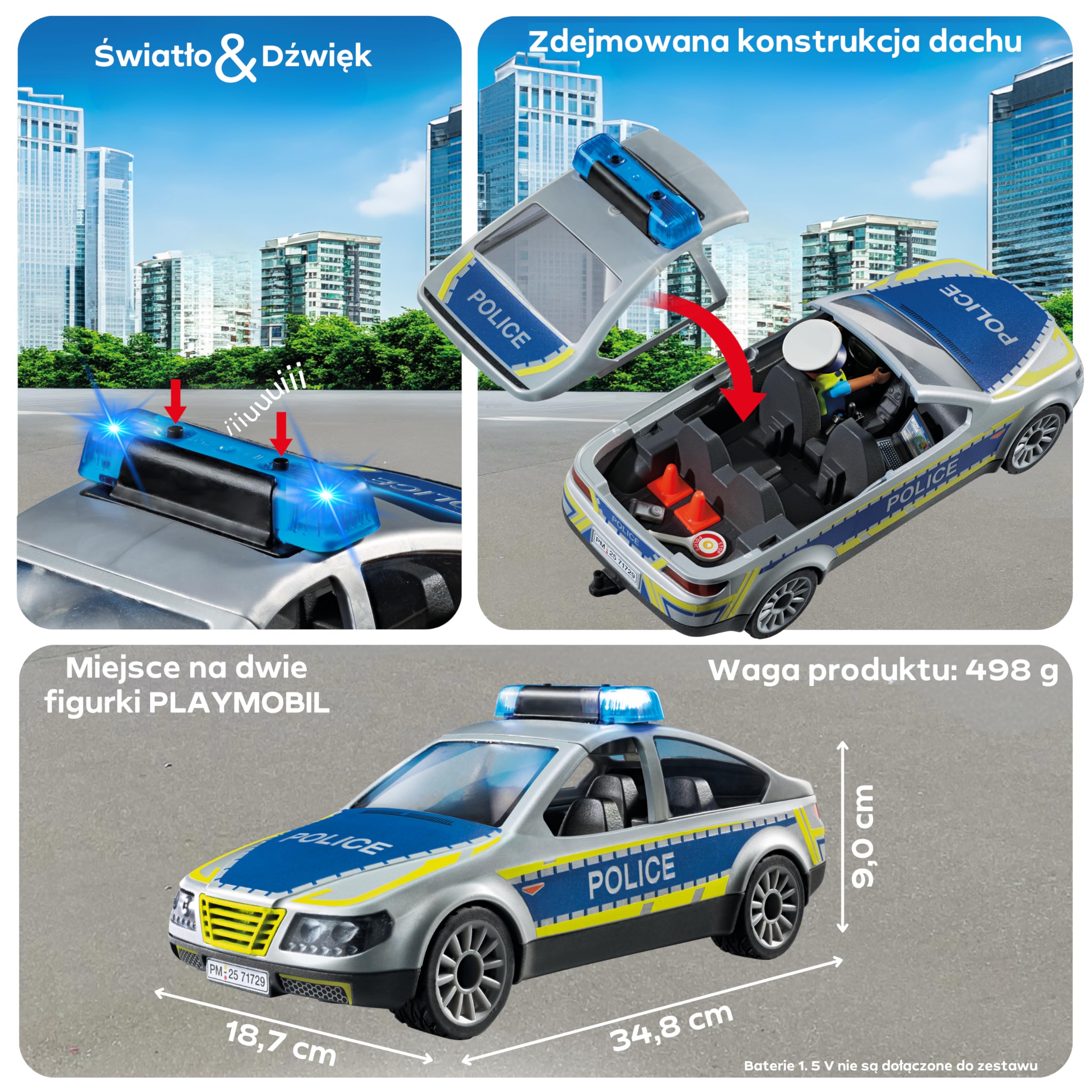 PLAYMOBIL | Action Heroes | Radiowóz policyjny | Samochód policyjny | Auto zabawkowe | Zabawka dla dzieci od 4. roku życia | 71729