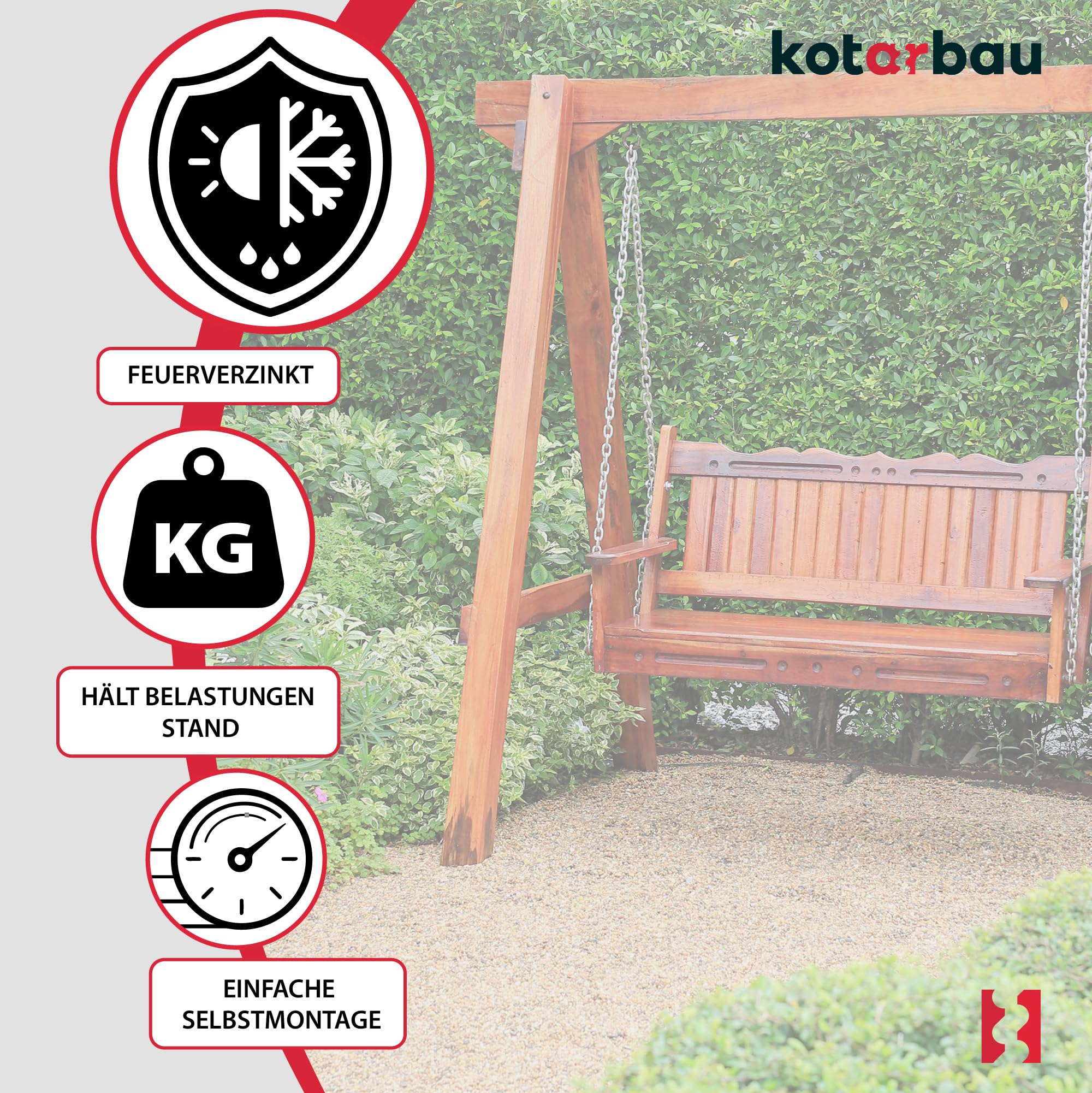 KOTARBAU® 4er Set Erdanker - Pfostenträger - 50 cm - Bodenanker - L-Form - Einschlaghülse - für Schaukelgestell – Pfostenfuß – aus verzinkter Stahl - Schaukelbefestigung