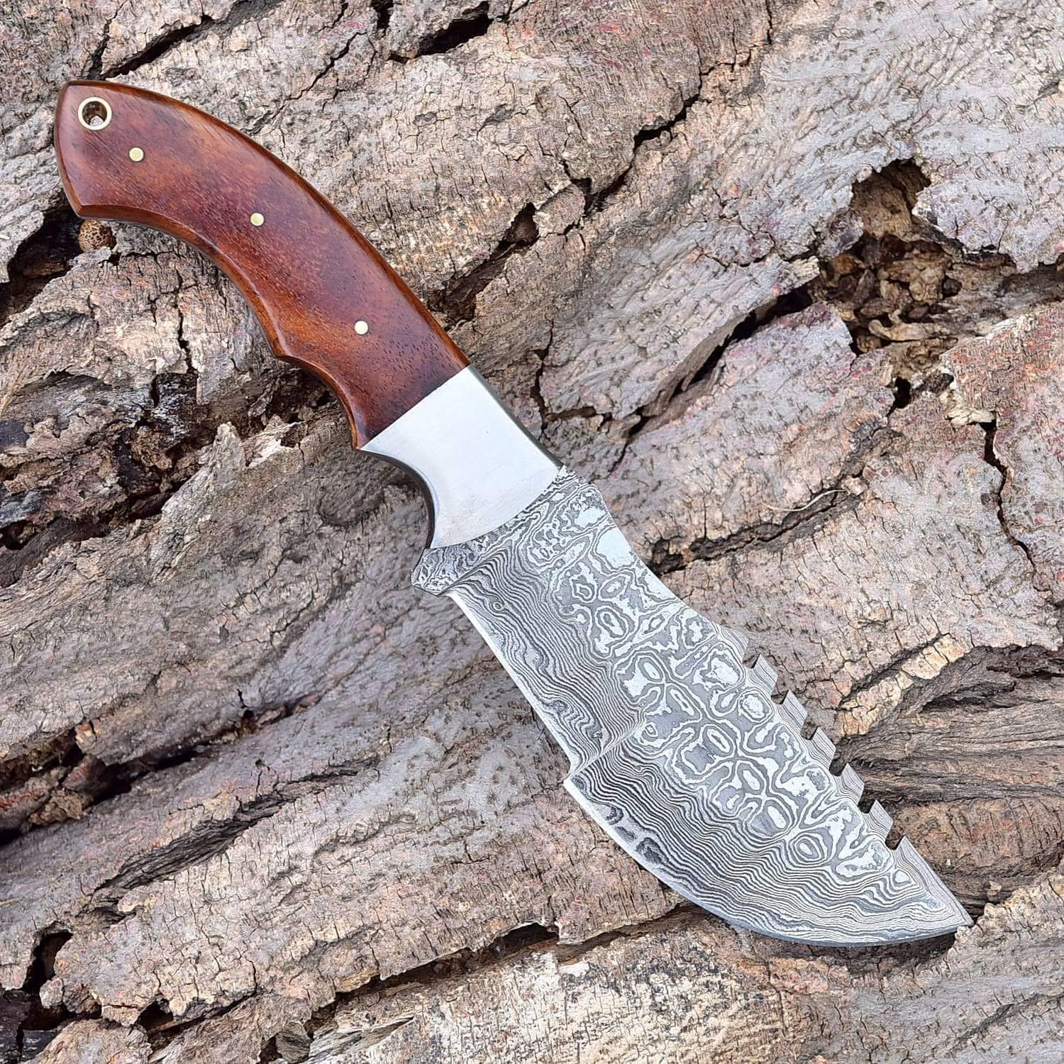 Poshland TR-177 Custom Handmade Damascus Steel 10 Inches Tracker Knife (Wooden)