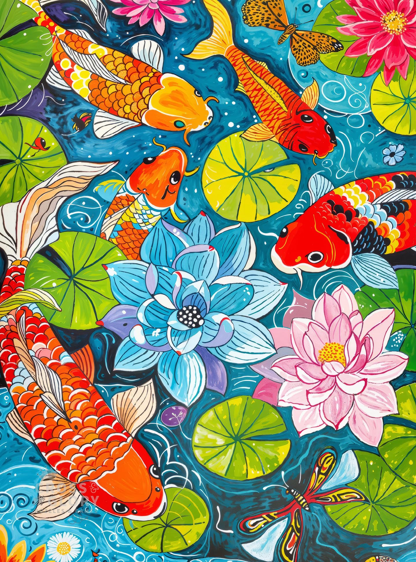 Dragonfly Dreams: Koi & Lilie Adventure by Cross & Glory – 1000 elementów puzzli premium, unikalna układanka o tematyce natury, żywa sztuka ekologiczna, idealna dla entuzjastów puzzli