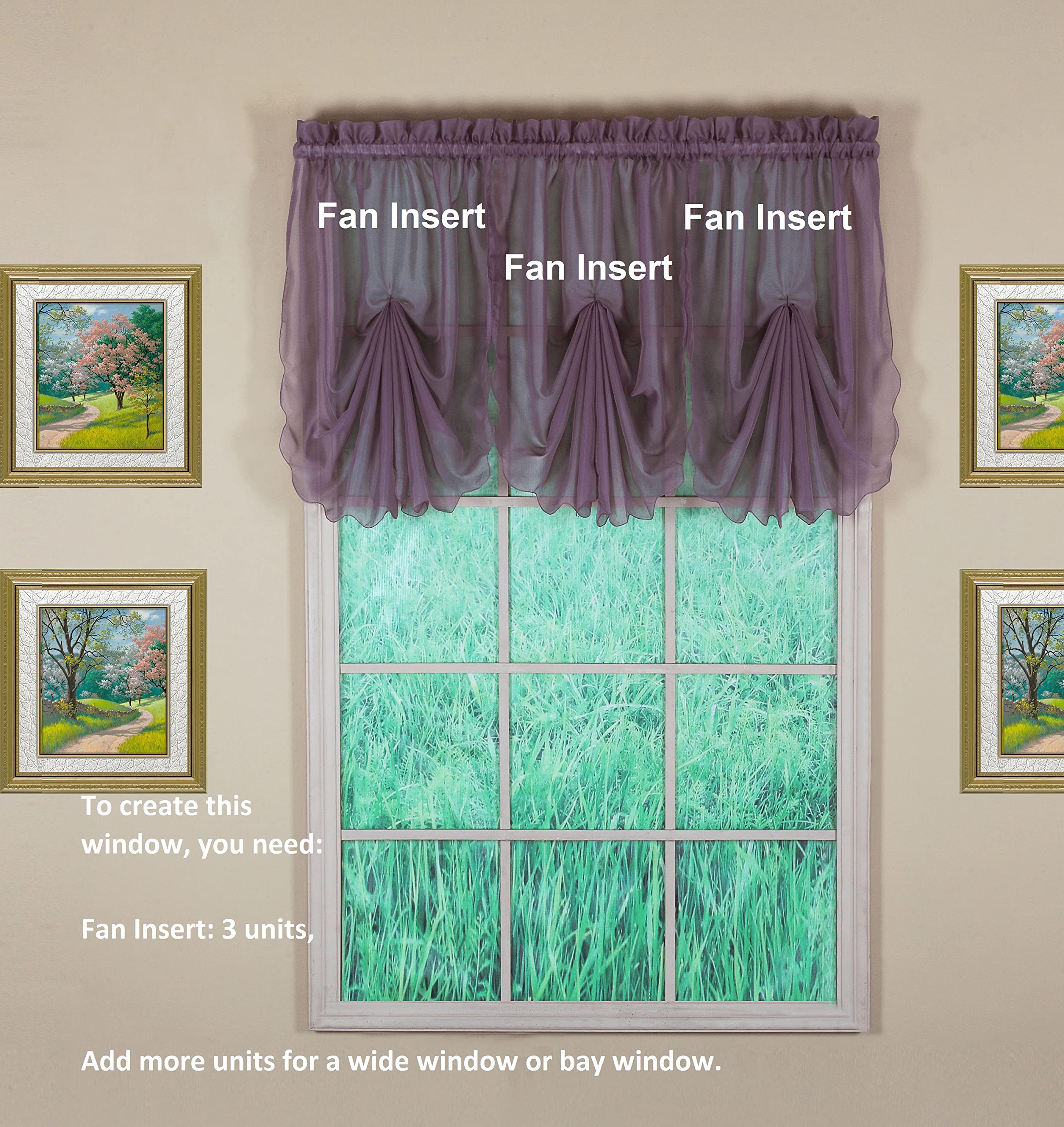 Today's Curtain Emelia Original Voile Fan Insert, Amethyst, 30" W x 40" L, W 30" x L 40" (1 Panels) - Image 4