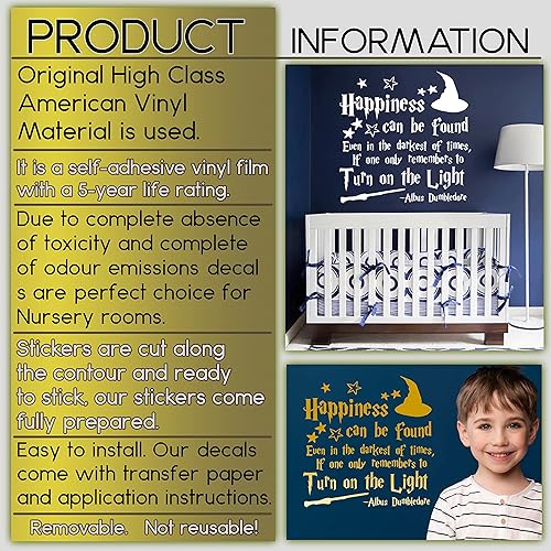 Miniatura 3 de Happiness Can Be Found Even In The Darkest Of Times Wall Decal Wizard Quote Wall Decals Nursery Decor Fairy Quotes Wall DecalsWall Decal Nursery