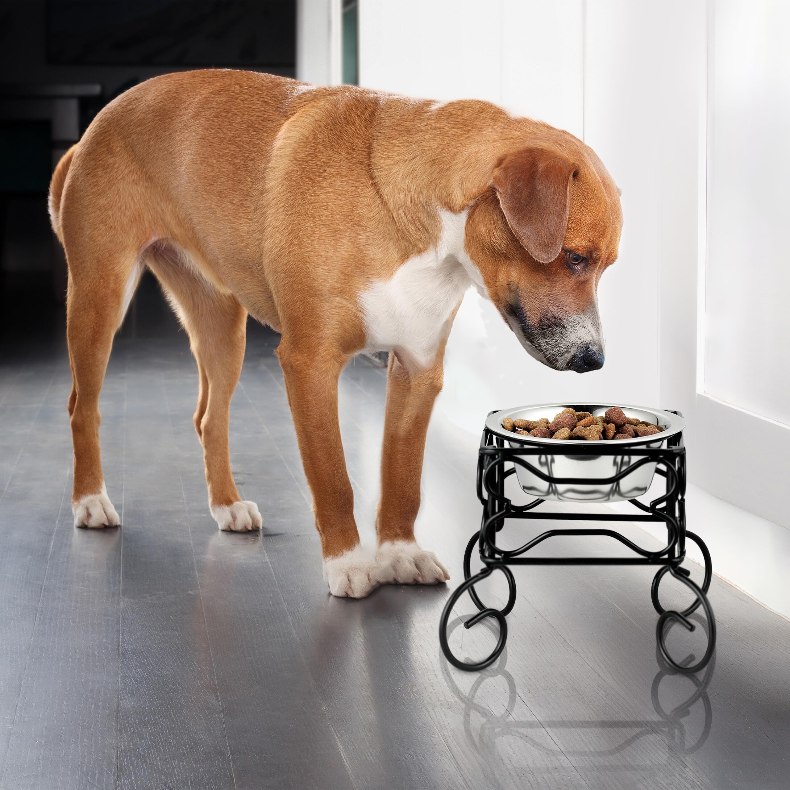 Relaxdays Doppelnapf Edelstahl - Praktische Futterstation Für Katzen & Kleine Hunde