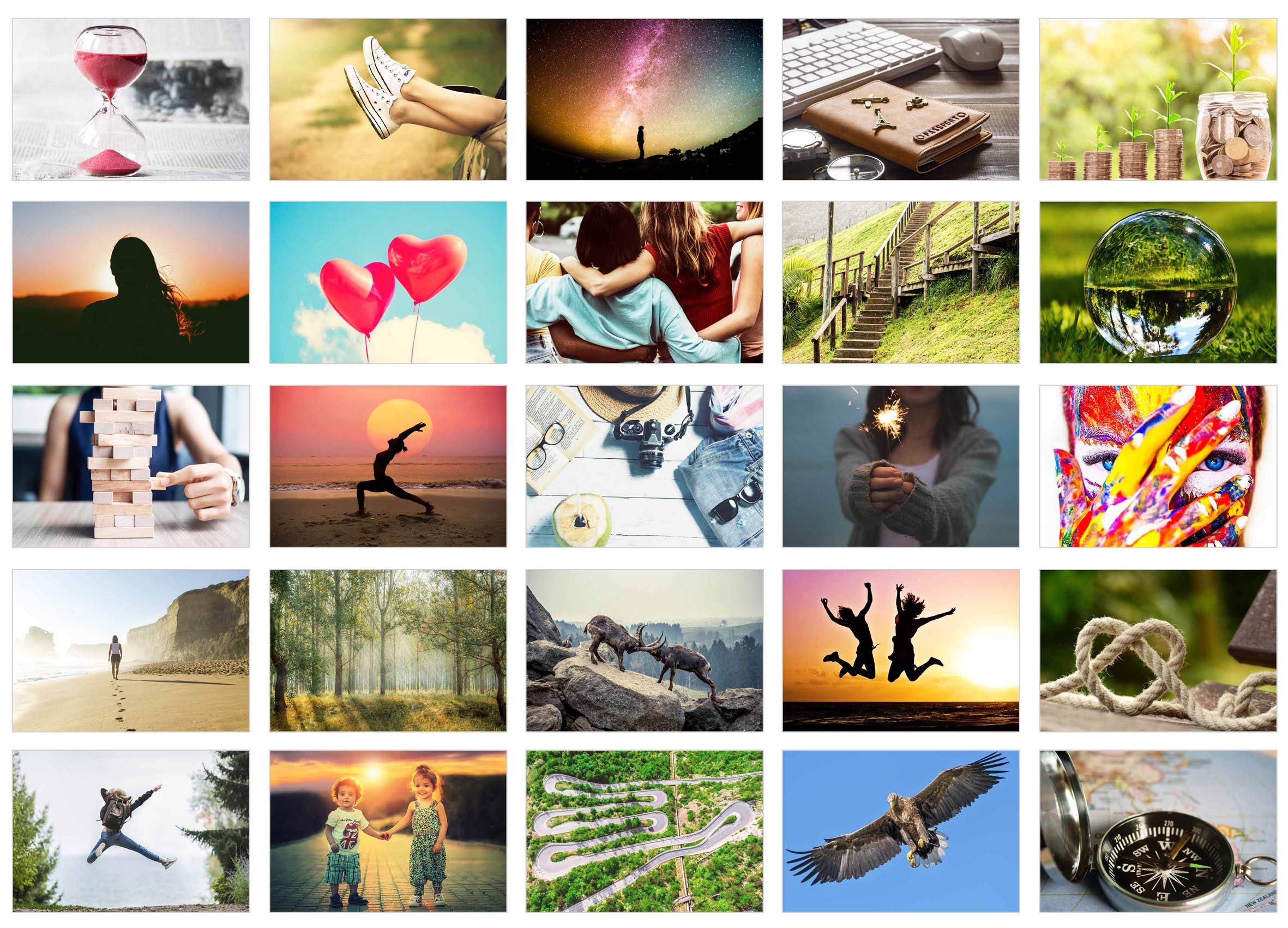 Set of 50 Premium Postcards - Motivational Cards - Communication Training / Conversation Games / Coaching Tools - Cards with Landscapes & Nature - German Language, 25 Postkarten