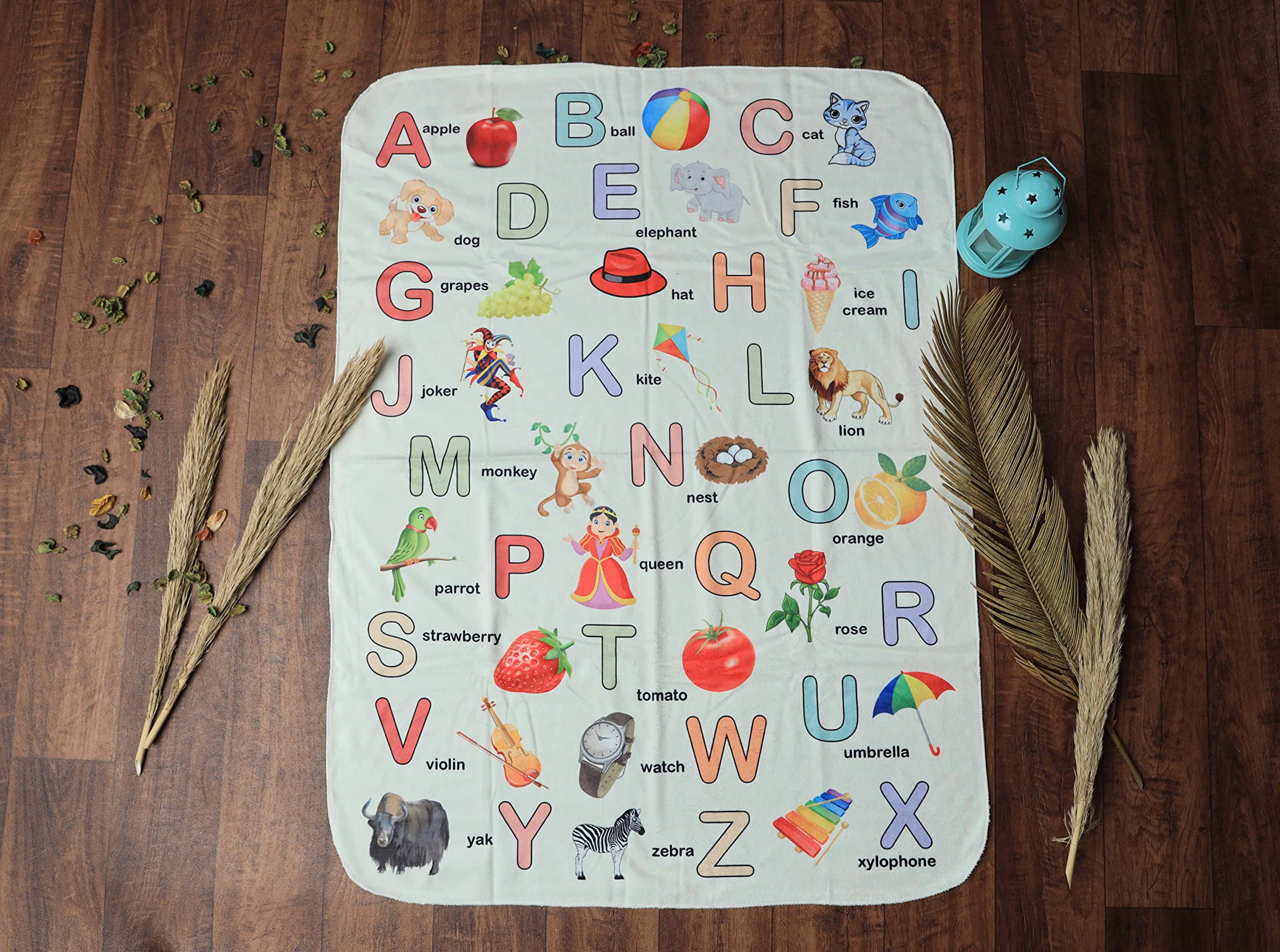 Cushion Villa Baby Swaddle Blanket/Newborn Baby Fleece Blankets/Soft and Smooth Baby Fur Blanket/All Season Use Blanket for 0 to 2 Years (Alphabets)