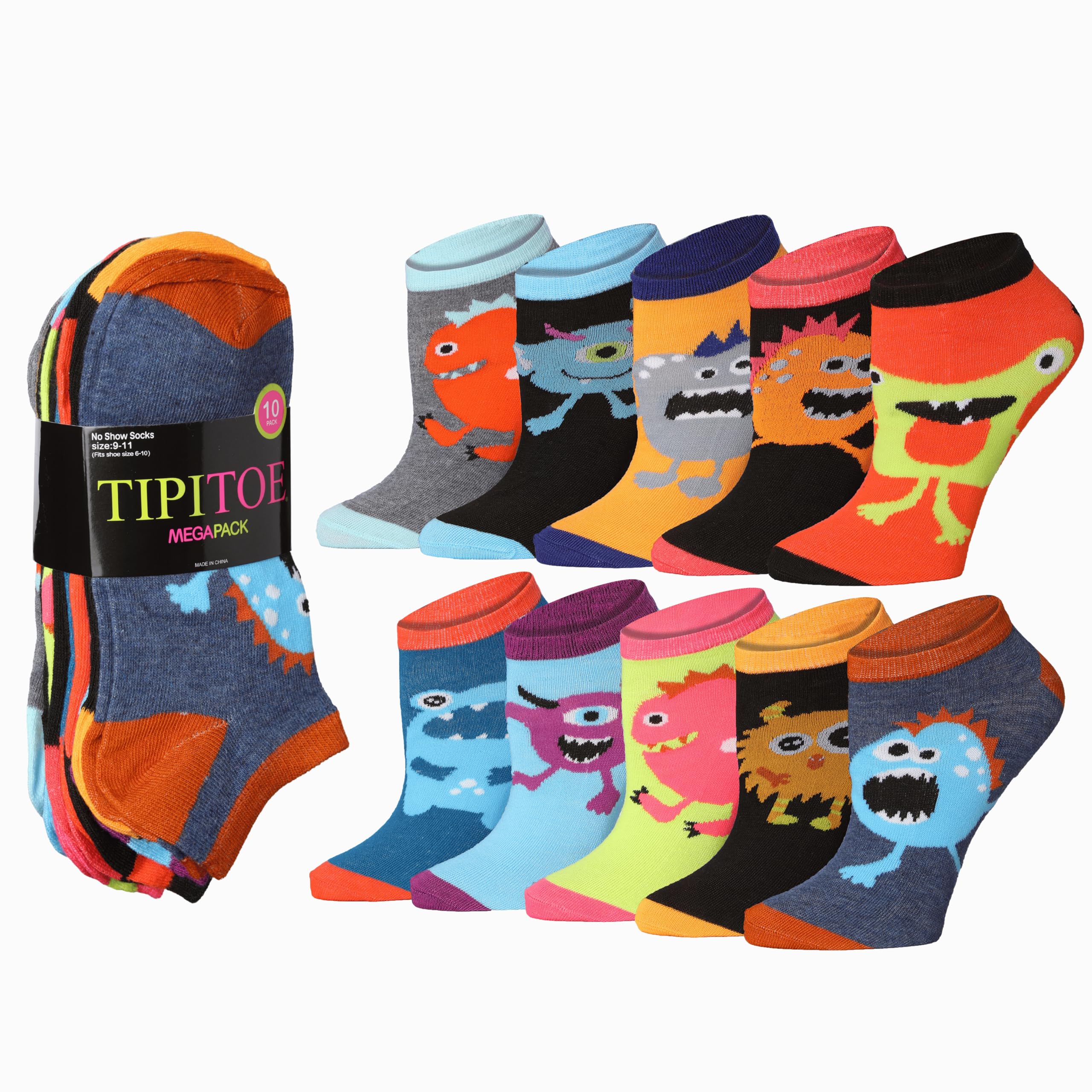 Tipi Toe Women’s 10 Pairs Lightweight Colorful Socks – Fun Low Cut Patterns for All-Day Comfort and Easy Everyday Style
