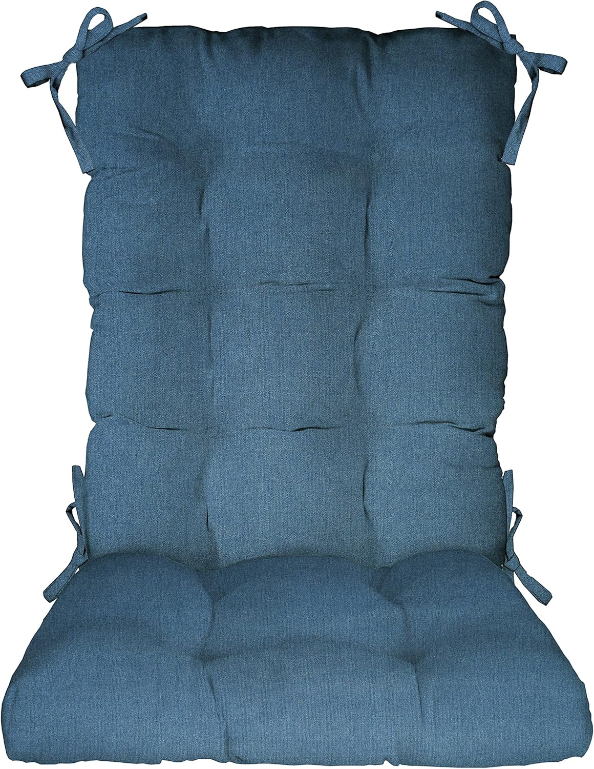 RSH Décor Indoor Outdoor Tufted Rocker Rocking Chair Pad Cushions, Choose Size and Color, (Lakeside Denim, Large)