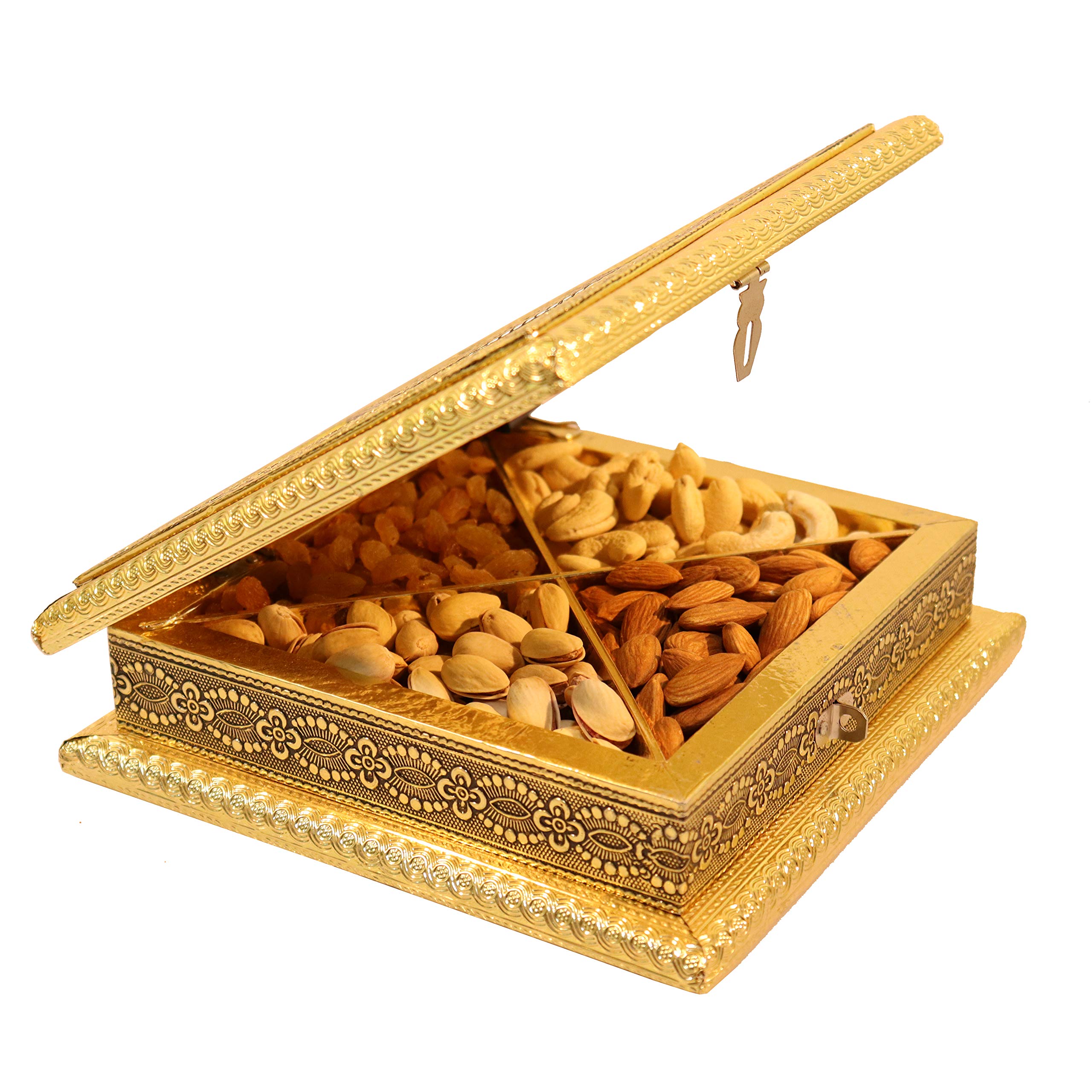Elegant Wooden Dry Fruit Box - Gold -4 Elegant Wooden Dry Fruit Box - Gold -4