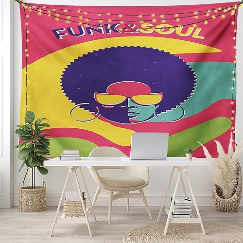 Tapiz de decoración vintage de Groovy Funk y Soul con un genial disco de música de fiesta disco para colgar en la pared para dormitorio, sala de