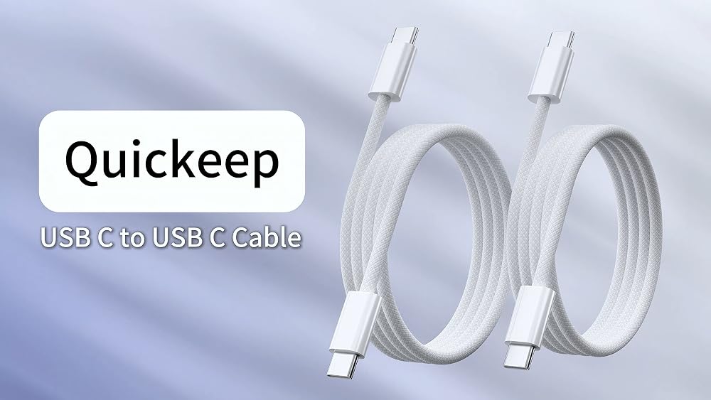 USB C to USB C 케이블 0.9m(3피트) 2팩, USBC 나일론 60W 아이폰 18 17 충전기 코드 — 사진 7
