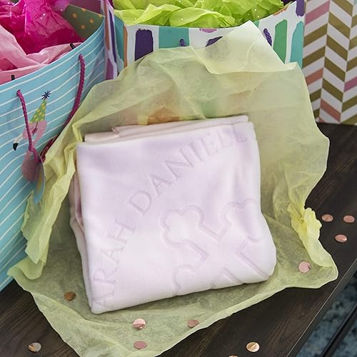 Miniatura 2 de Manta de regalo para bebés niños o niñas para bautismo. Diseño personalizado religioso cruz y biblia, Rosado