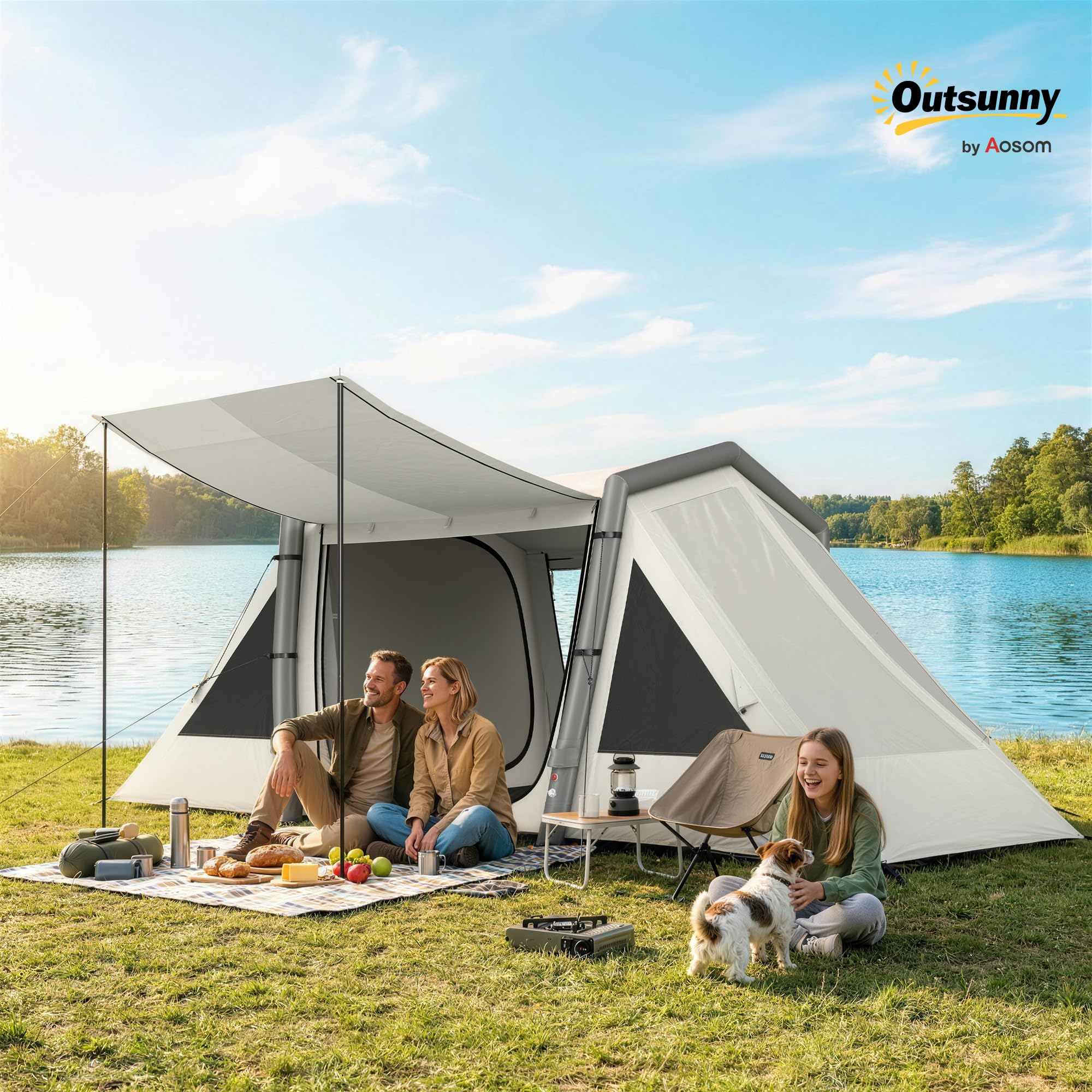 Outsunny Tente Gonflable 4 Personnes Montage Rapide Occultante