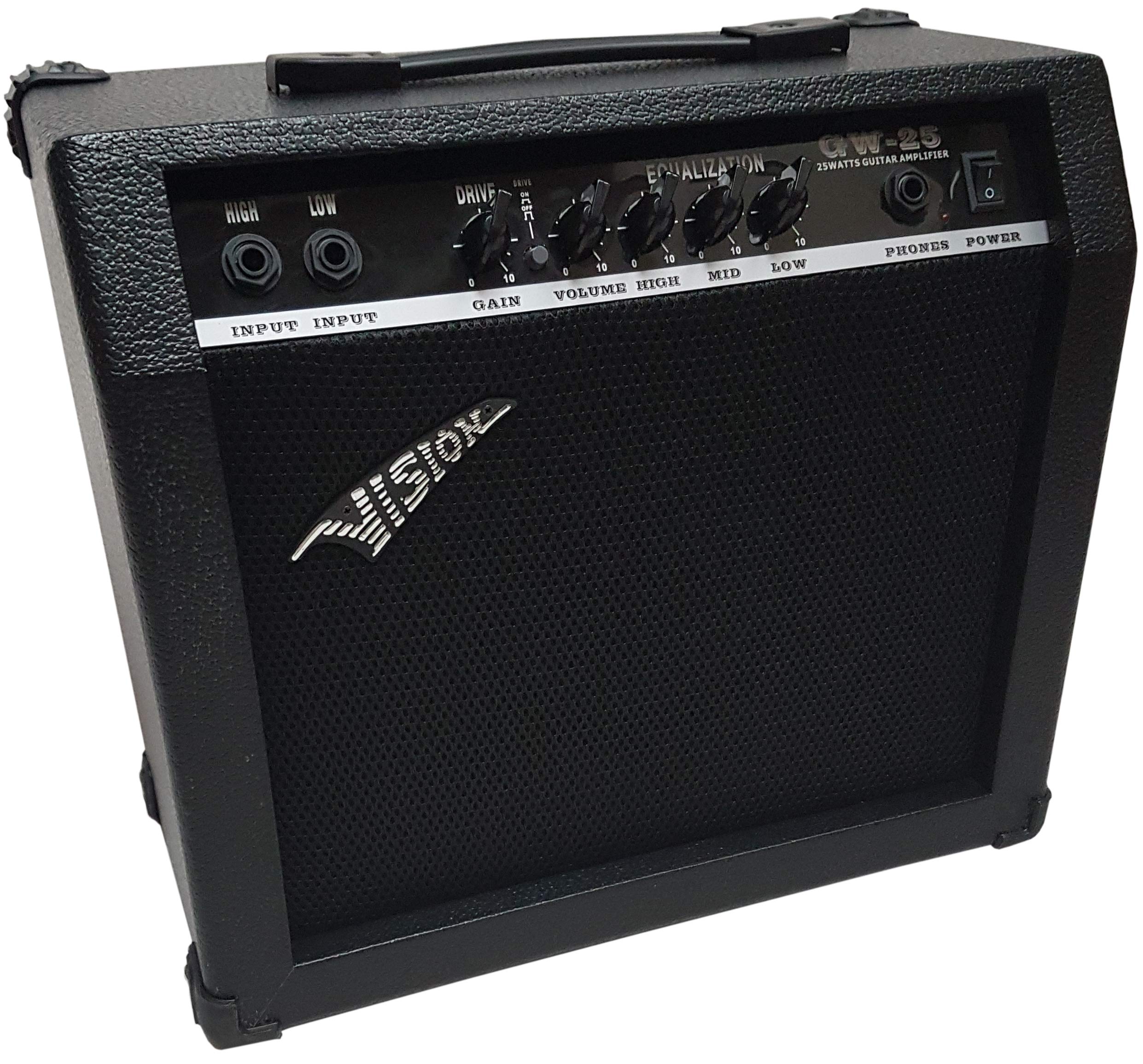 ELEKTROGITARRE - FARBAUSWAHL - E-GITARRE - IM SET MIT 45WATT VERSTÄRKER - TASCHE - BAND - SAITEN - 3xPIK - GW25 (E-Gitarre matt-schwarz)