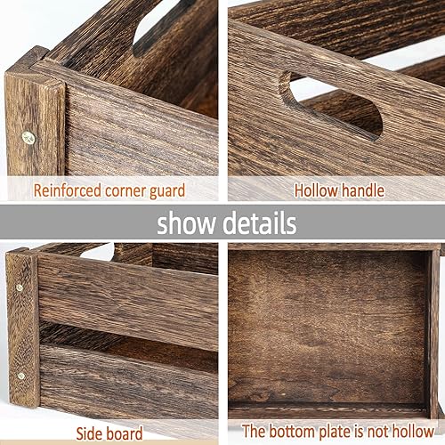 Miniatura 3 de Cajas de madera, caja de madera de granja para almacenamiento con asas, cajas de madera maciza para exhibición, caja de madera duradera, cajas de