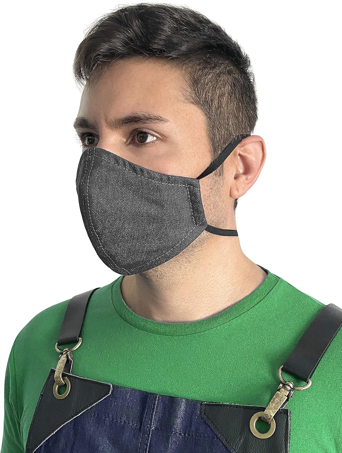 Under NY Sky Face Mask - Over the Head Elastic Loop - Double Layer, Filter Pocket - Reusable, Washable - Gray Denim - Adult, Unisex