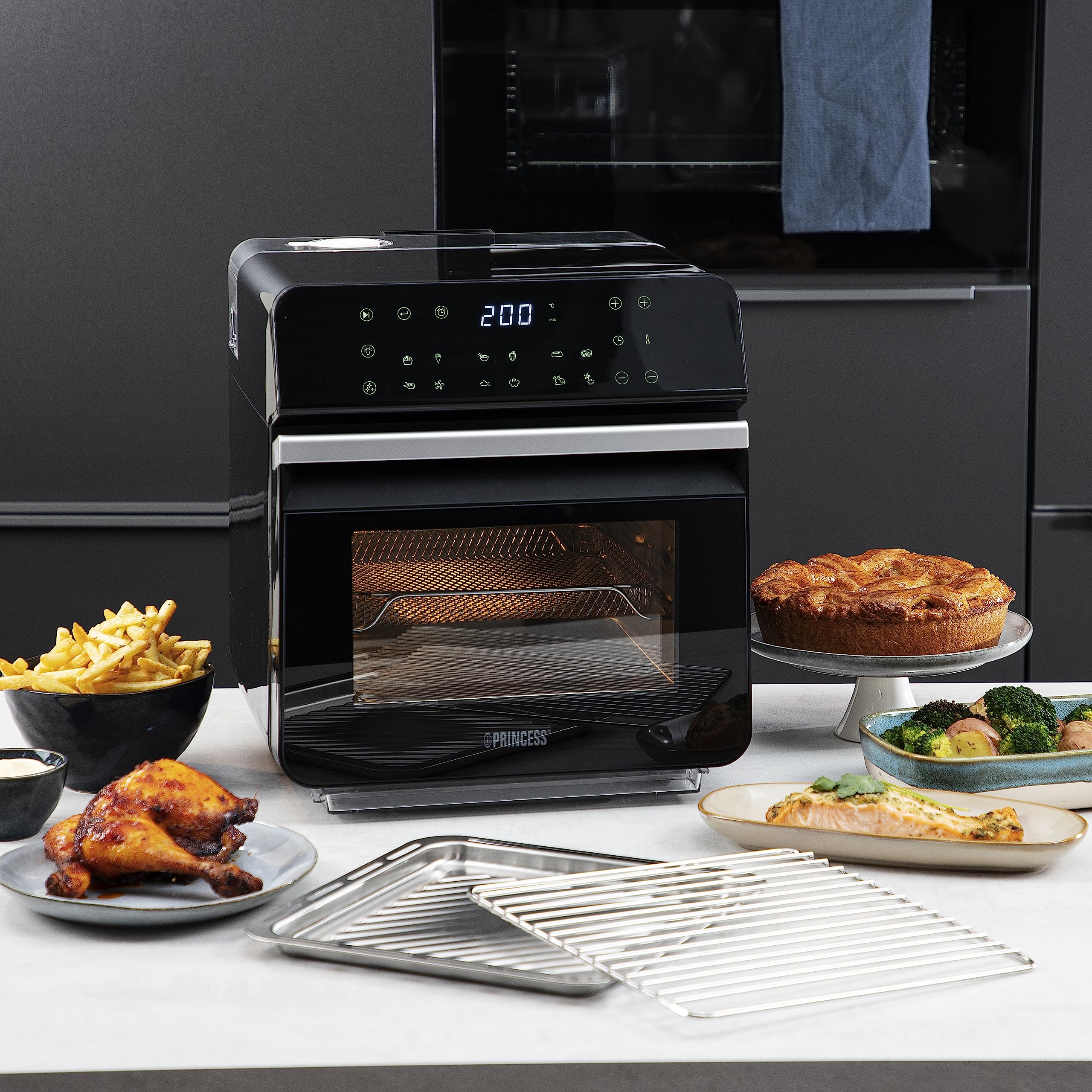Princess Mini Piekarnik Airfryer I Cyfrowa Parownica 182085-3-W1-10 L - 900 G Frytek -Funkcja Czyszczenia Parowego