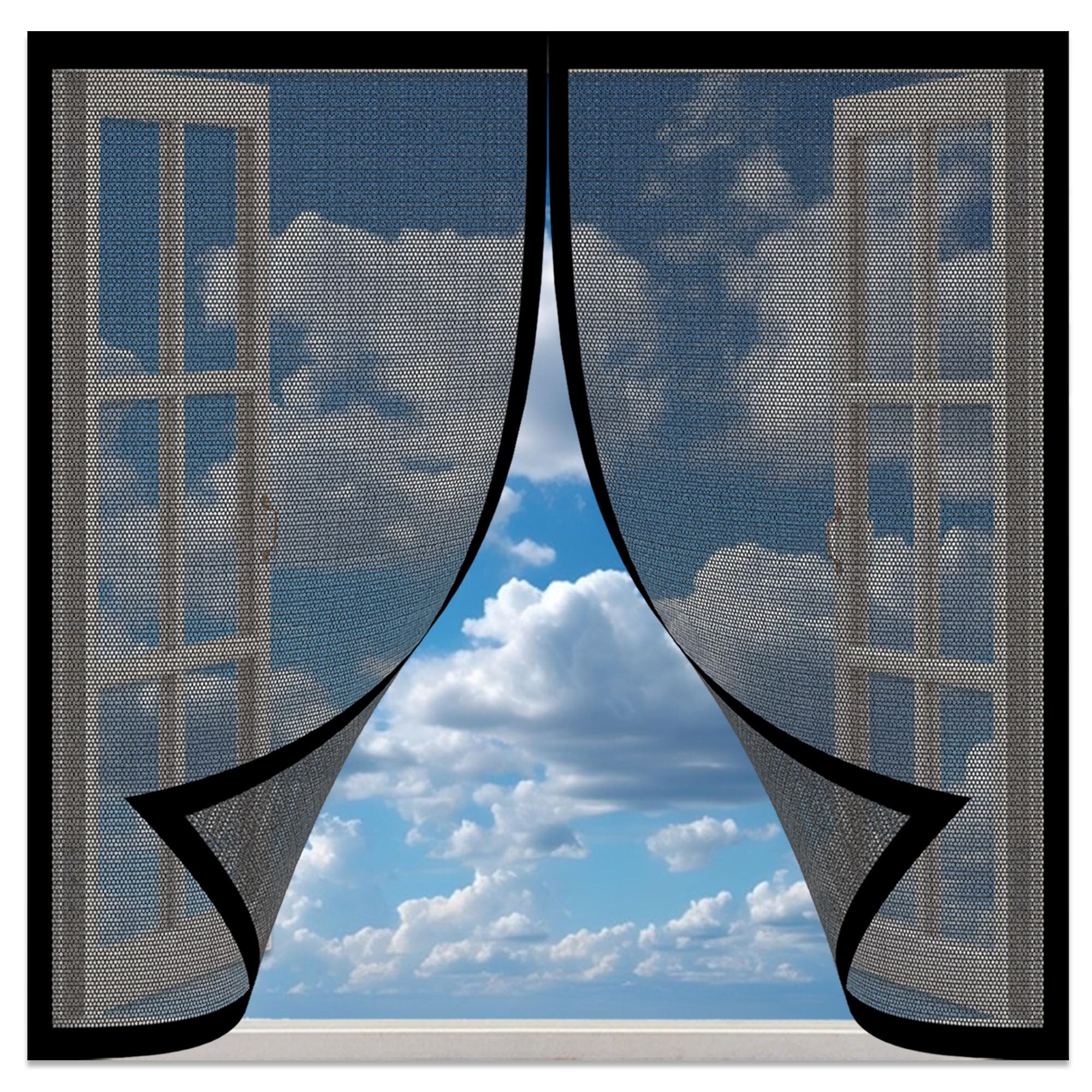 Magnetic Mosquito Net for Windows 108 x 120 cm Mosquito Net for Windows with Tape and Closing Magnets Without Drilling for Window, Window Transparent Fly Screen, Black