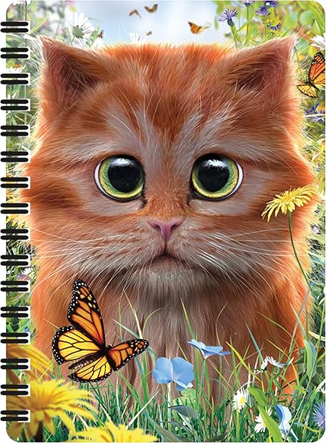 3D LiveLife Jotter - Ginger Kitten from Deluxebase. Lenticular 3D Cat A6 Spiral Notebook with Plain Recycled Paper Pages. Artwork Licensed from Renowned Artist David Penfound