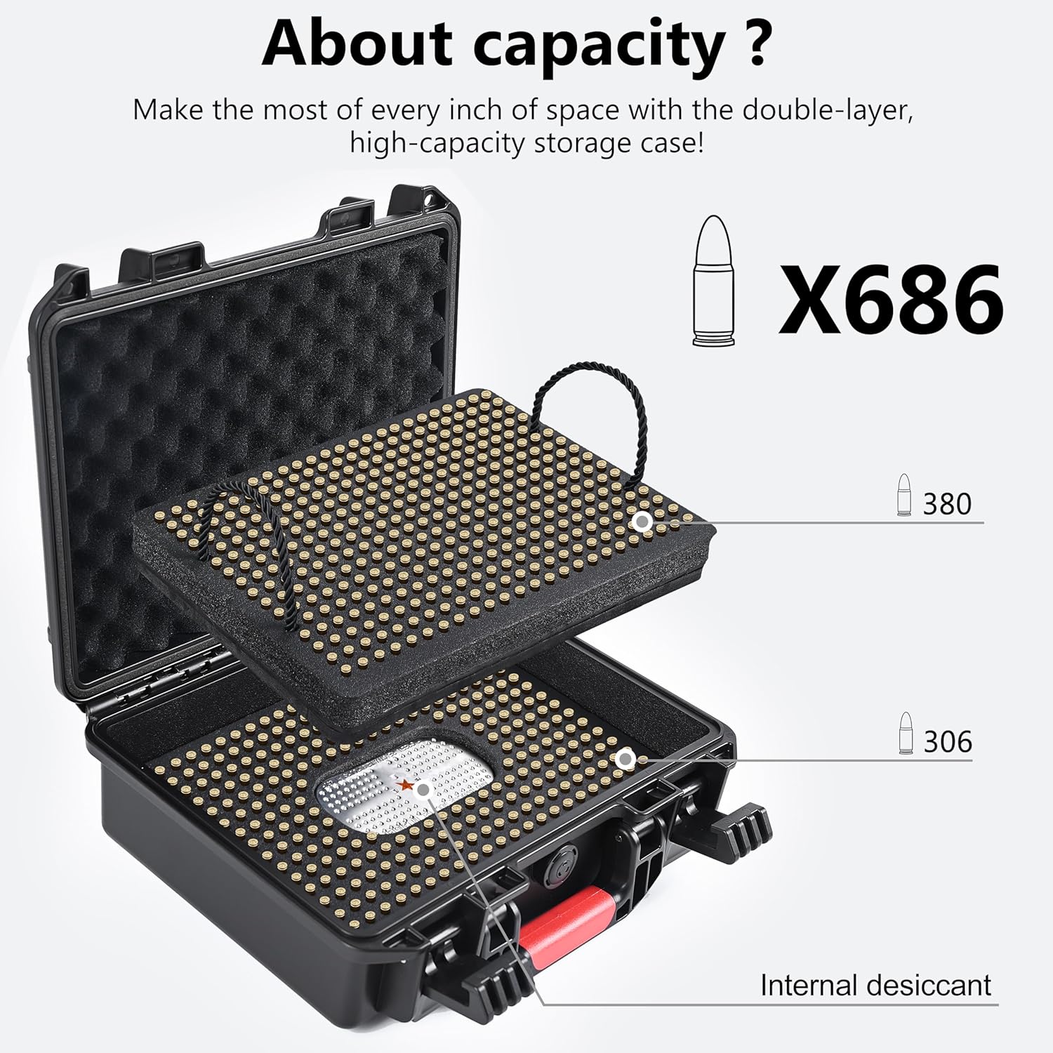 390Round 9mm Ammo Storage Case and 680 Rounds 22LR Ammo Case with Dessicant