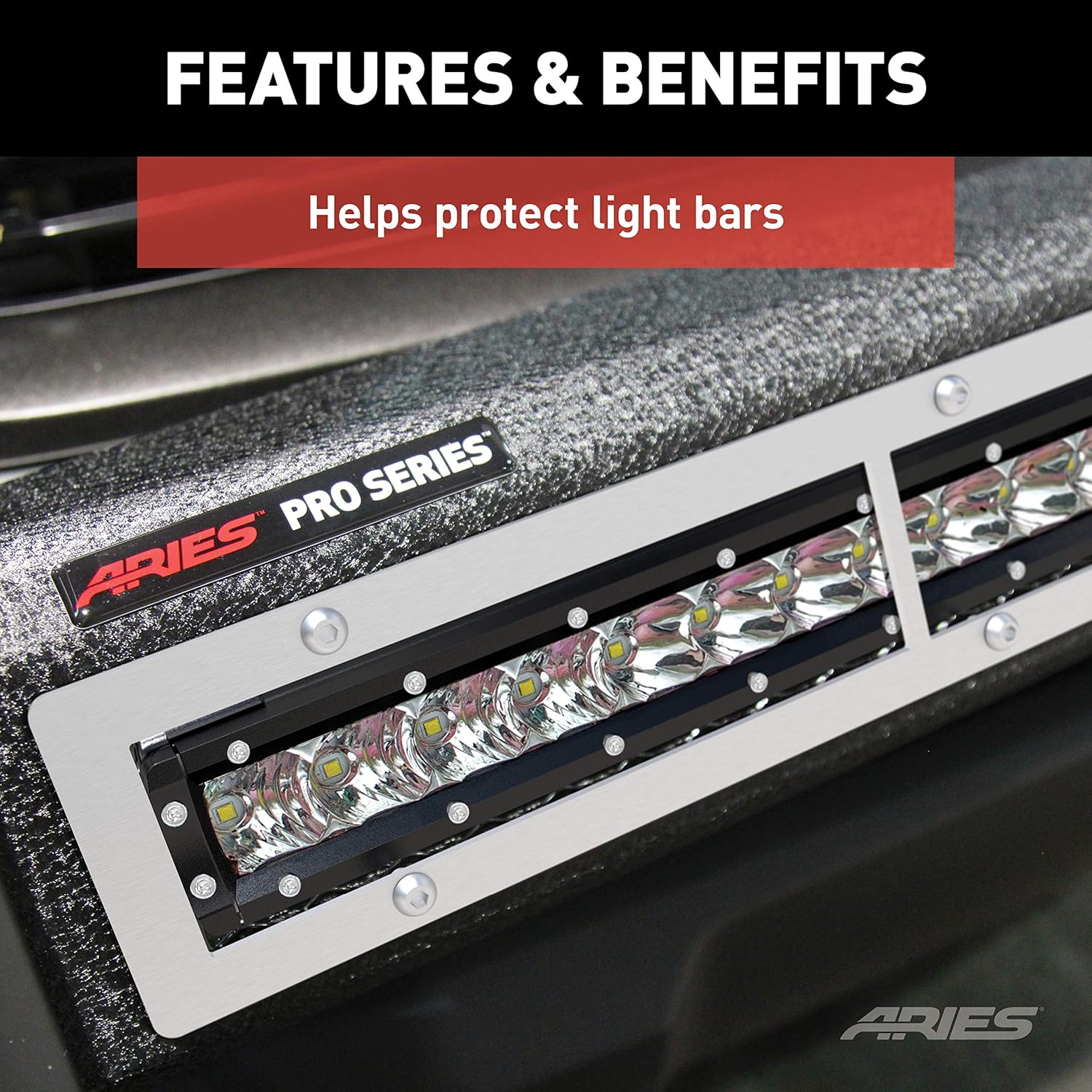 ARIES PC10OS Pro Series 30-Inch Brushed Stainless Steel Grille Guard Light Bar Cover Plate