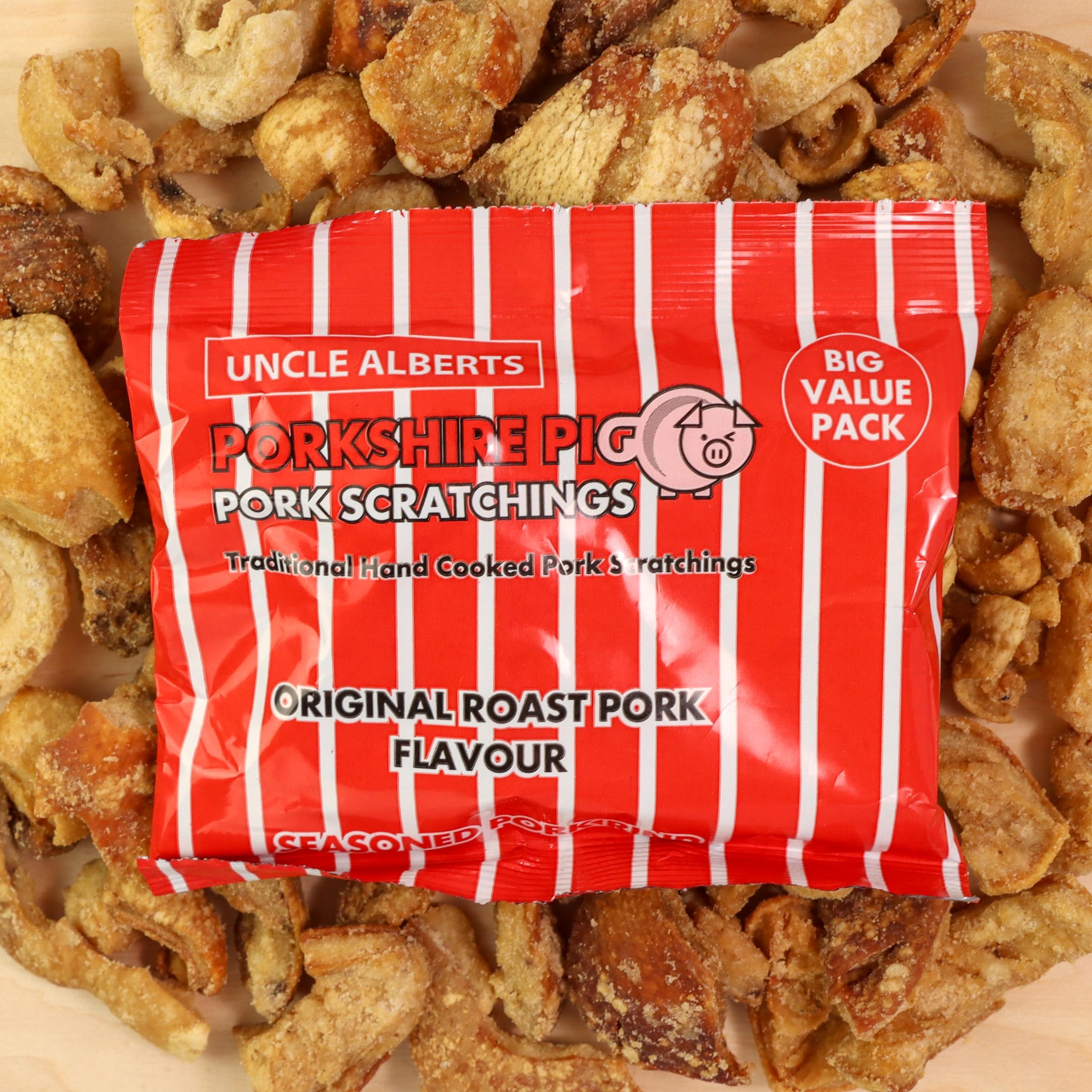 Uncle Alberts Porkshire Pig Premium Pork Scratchings 12 x 80g Perfectly Seasoned, Pub Style, Low Carb, Keto Friendly, Hand Cooked