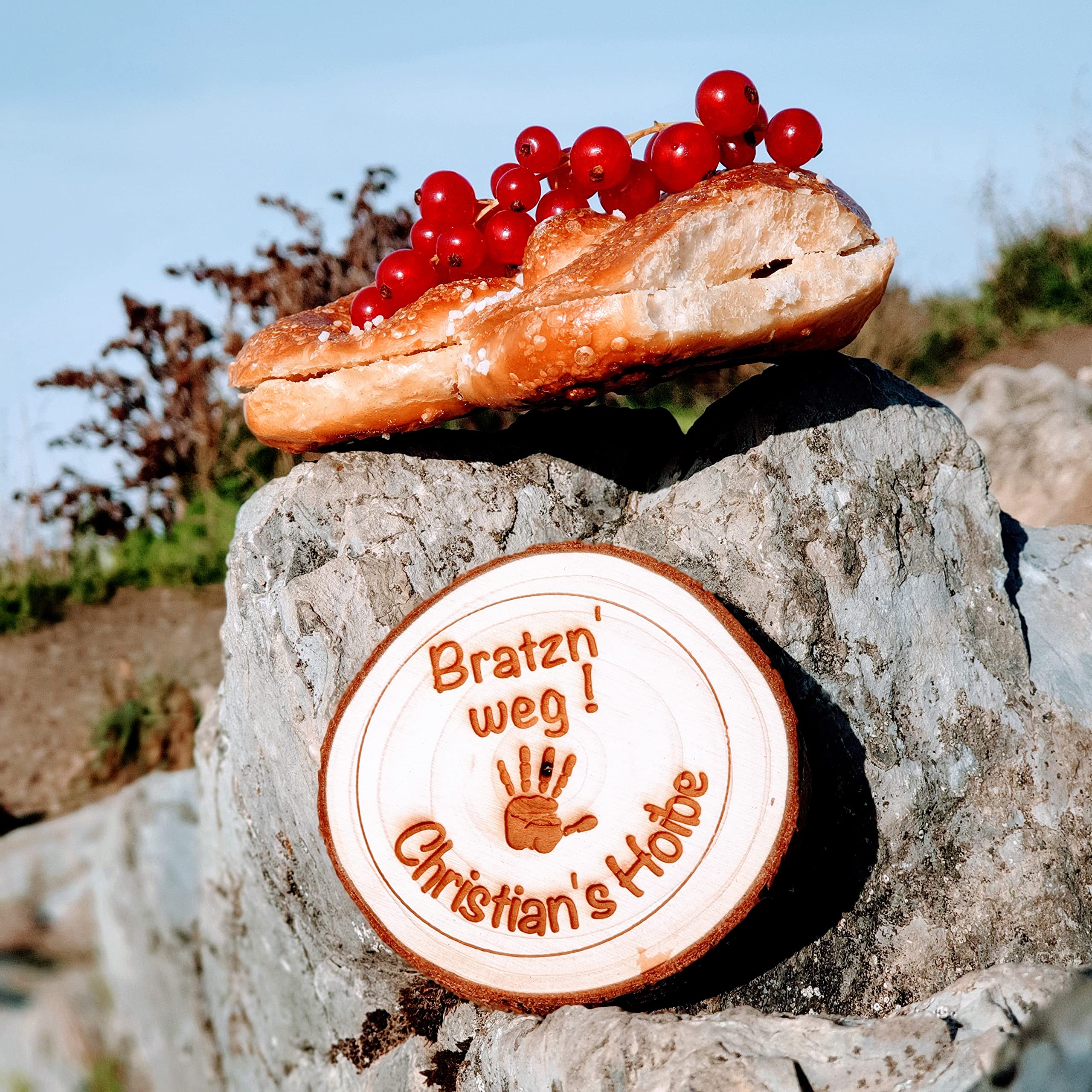 Holz Untersetzer für Gläser - Pfoten weg mein Bier - personalisierbar - Weihnachtsgeschenk