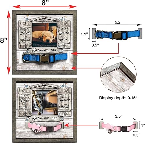 Miniatura 3 de Marco de madera personalizado con foto de perro con nombre para fotos, recuerdo de mascotas, con soporte para collar, regalo de recuerdo con cita
