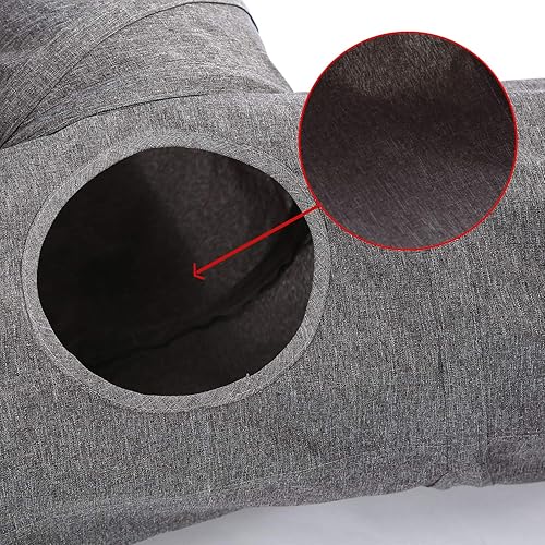 Miniatura 6 de Ownpets Cat Tunnel, 3 Way Collapsible Kitty Tunnel 47 inch Long Cat Tube with Plush Ball & Feather Toy, Cat Play Tunnel for Indoor Cat, Kitten