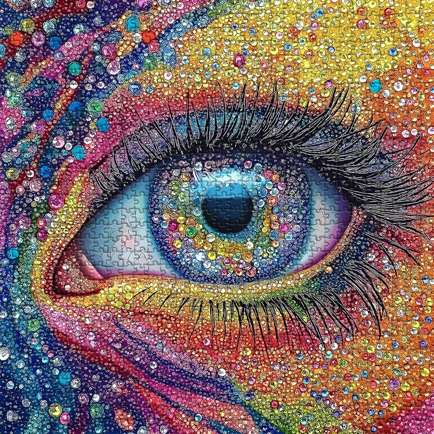 Impossible Puzzles for Adults 1000 Pieces, Colorful Eye Gemstone Art Puzzles Difficult, Rainbow Crystal Hard Challenging Jigsaw Puzzles for Adults Aesthetic