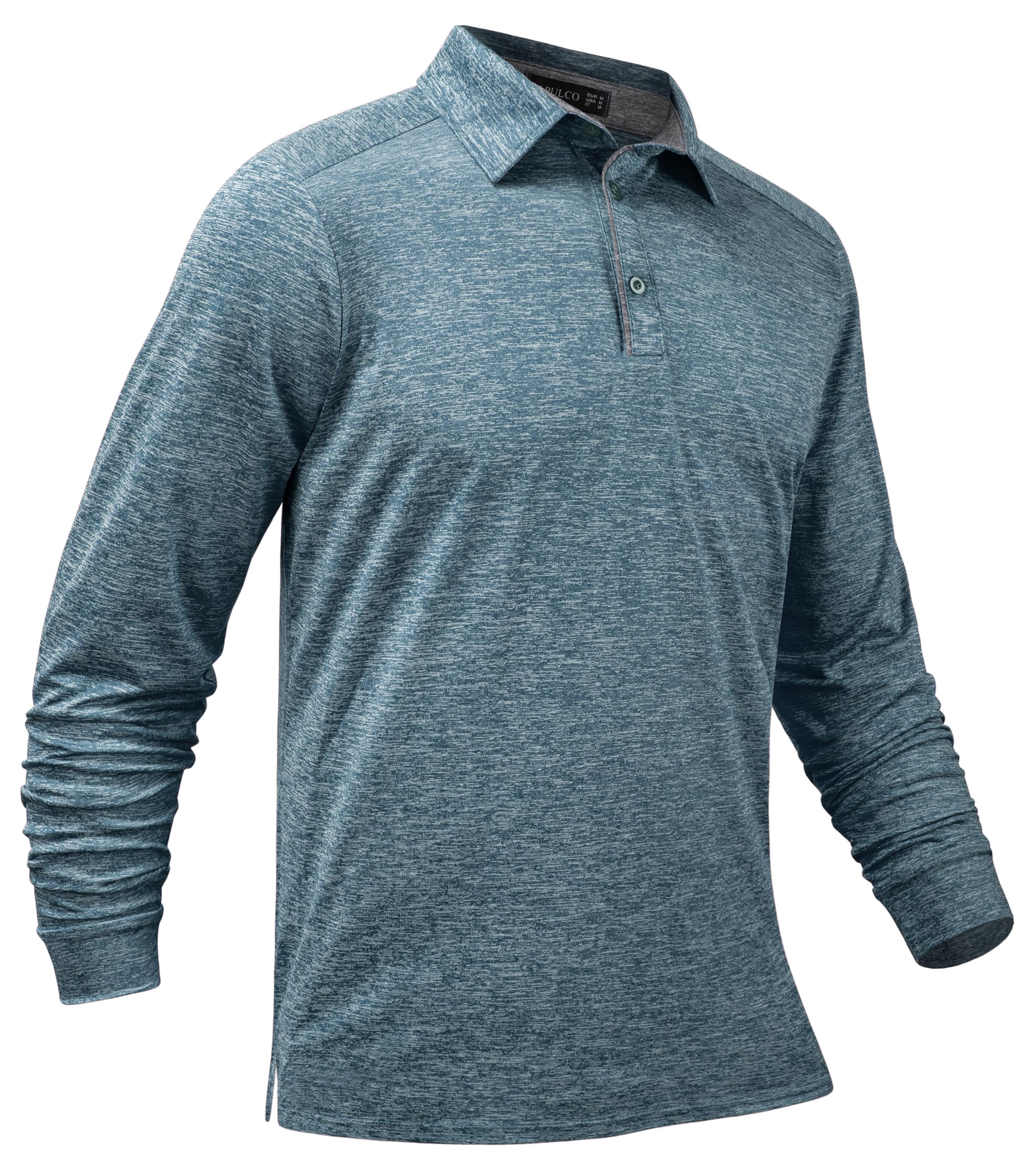 TAPULCO Mens Golf Polo Shirt Quick Dry Long Sleeve Casual Breathable Athletic Stretch Sports Collar