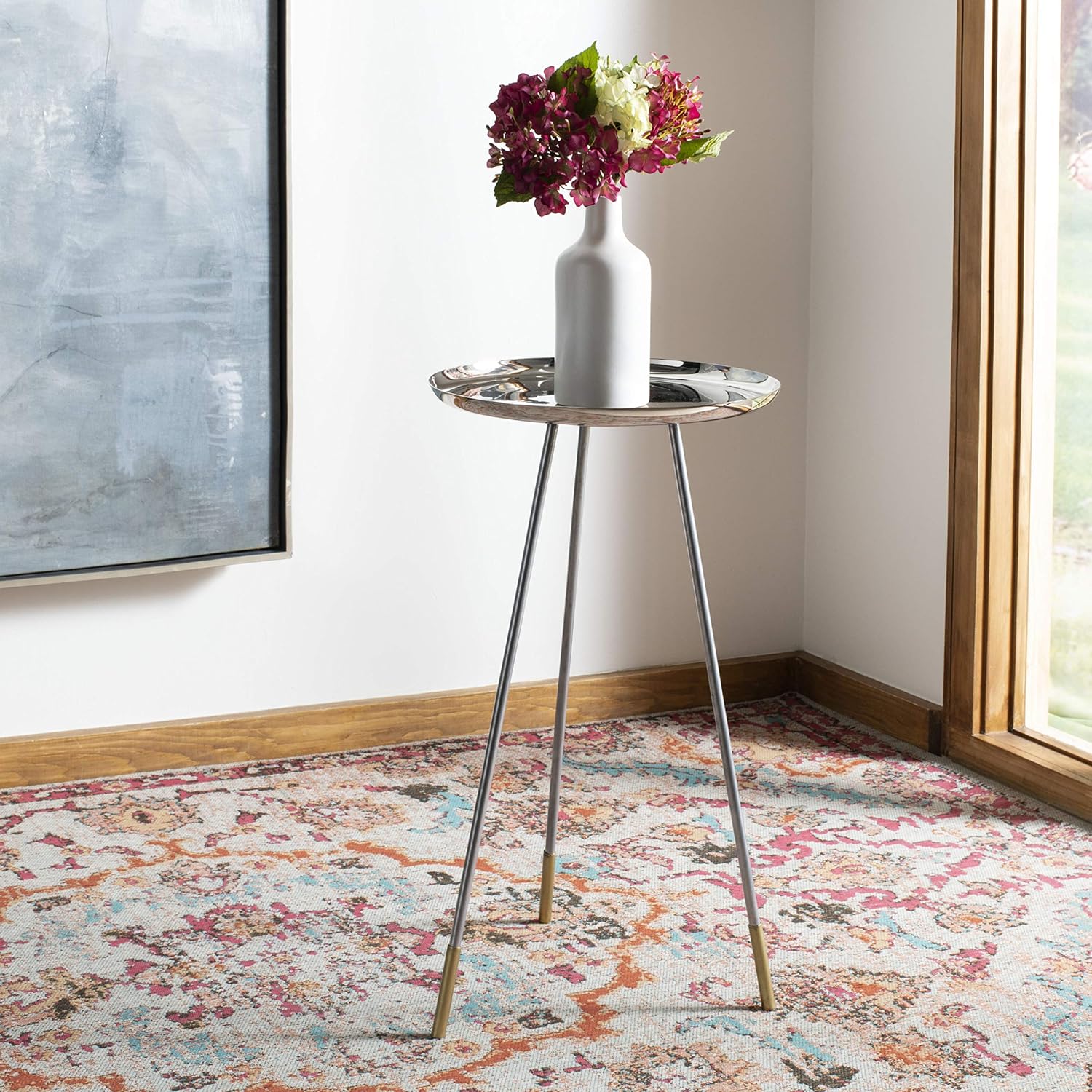Safavieh Home Calix Silver and Gold Tripod Leg Side Table