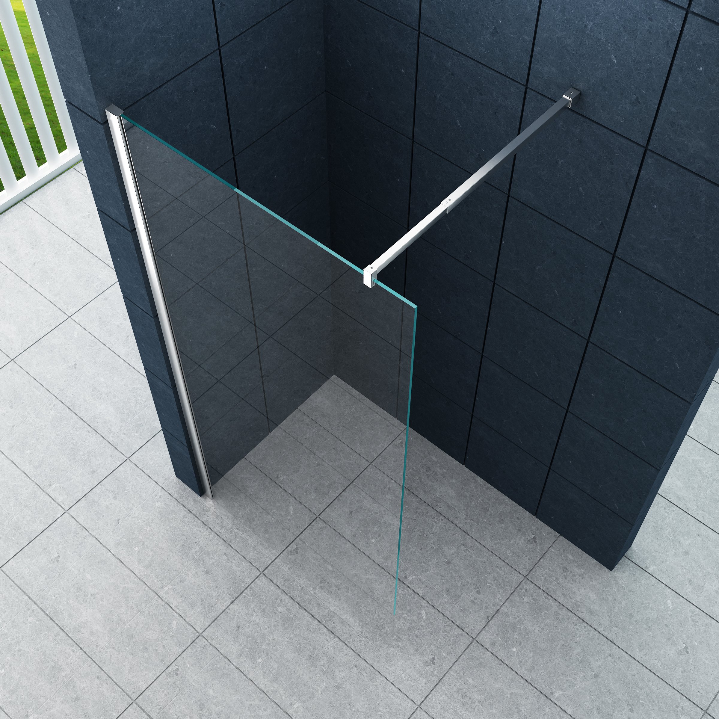 Freistehende Duschtrennwand Düsseldorf – Klarglas, 10 Mm ESG, 100 X 200 Cm, Walk-In