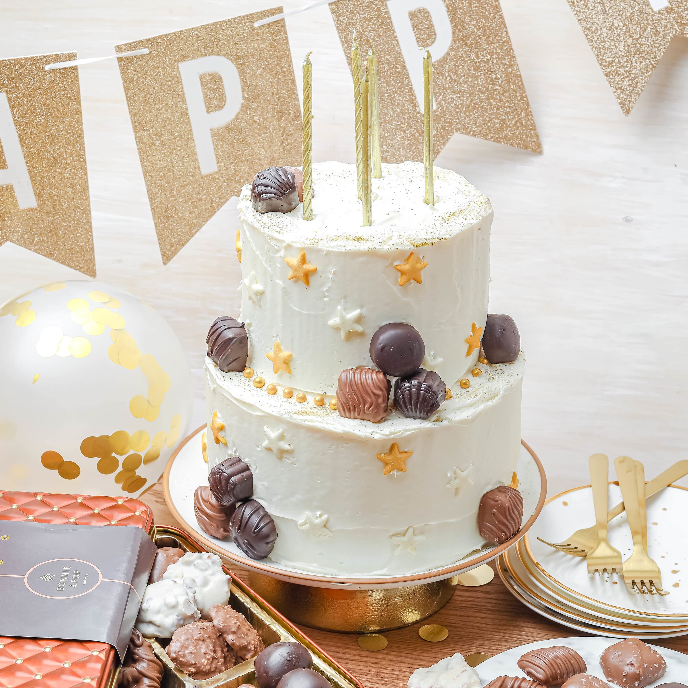 Basket, Candy Food Gifts Arrangement Platter, Gourmet Snack Box, Holiday Present Idea, Corporate, Employee Appreciation, Him & Her, Men Women Sympathy Family Parties & Get Well- Bonnie & Pop: Birthday Gift