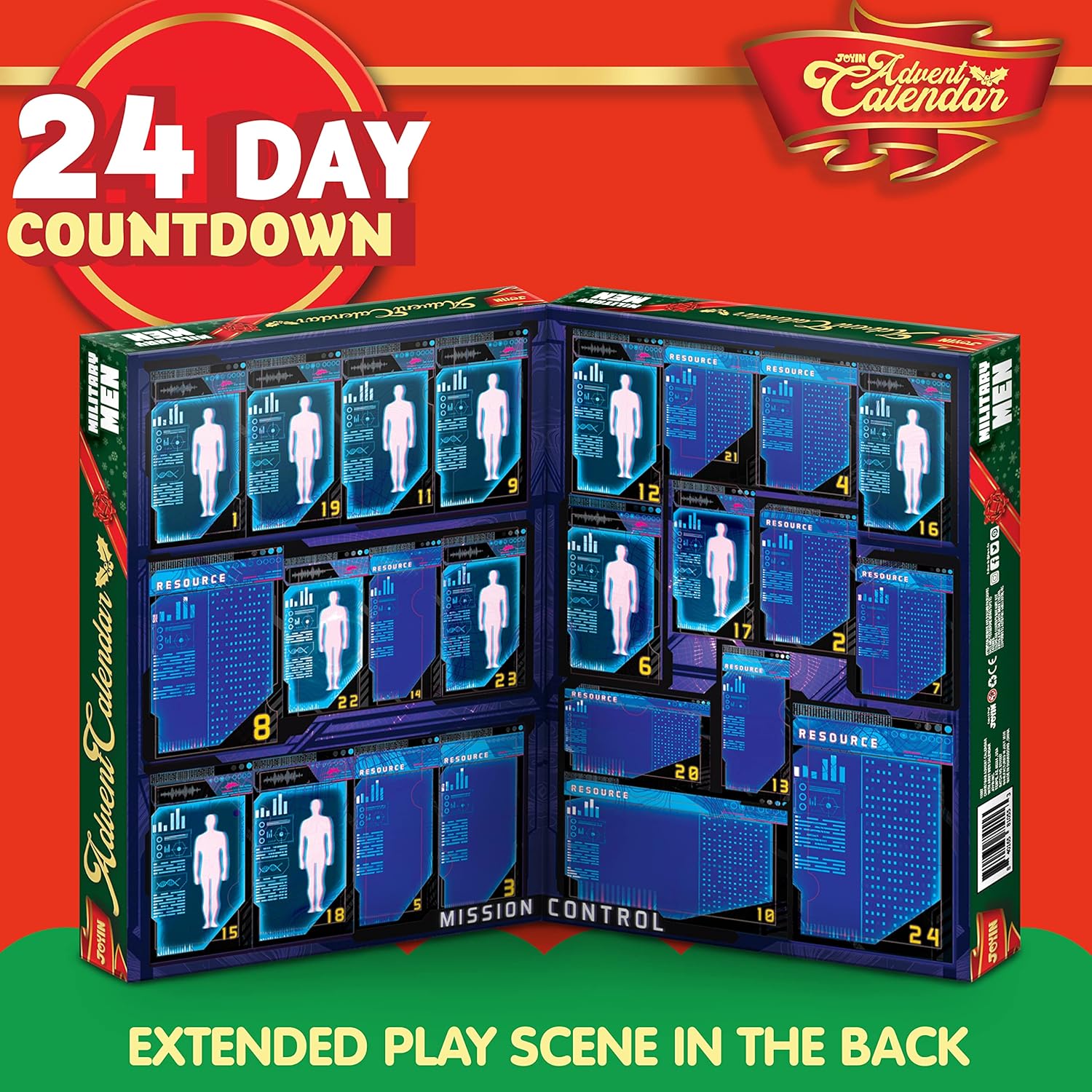 JOYIN 2025 Christmas Advent Calendar with Military Army Man, 24 Days Countdown Calendar with Soldier Action Figures & Weapons, Christmas Army Toys for Boys Kids Party Favors, Classroom Prizes Xmas Gift