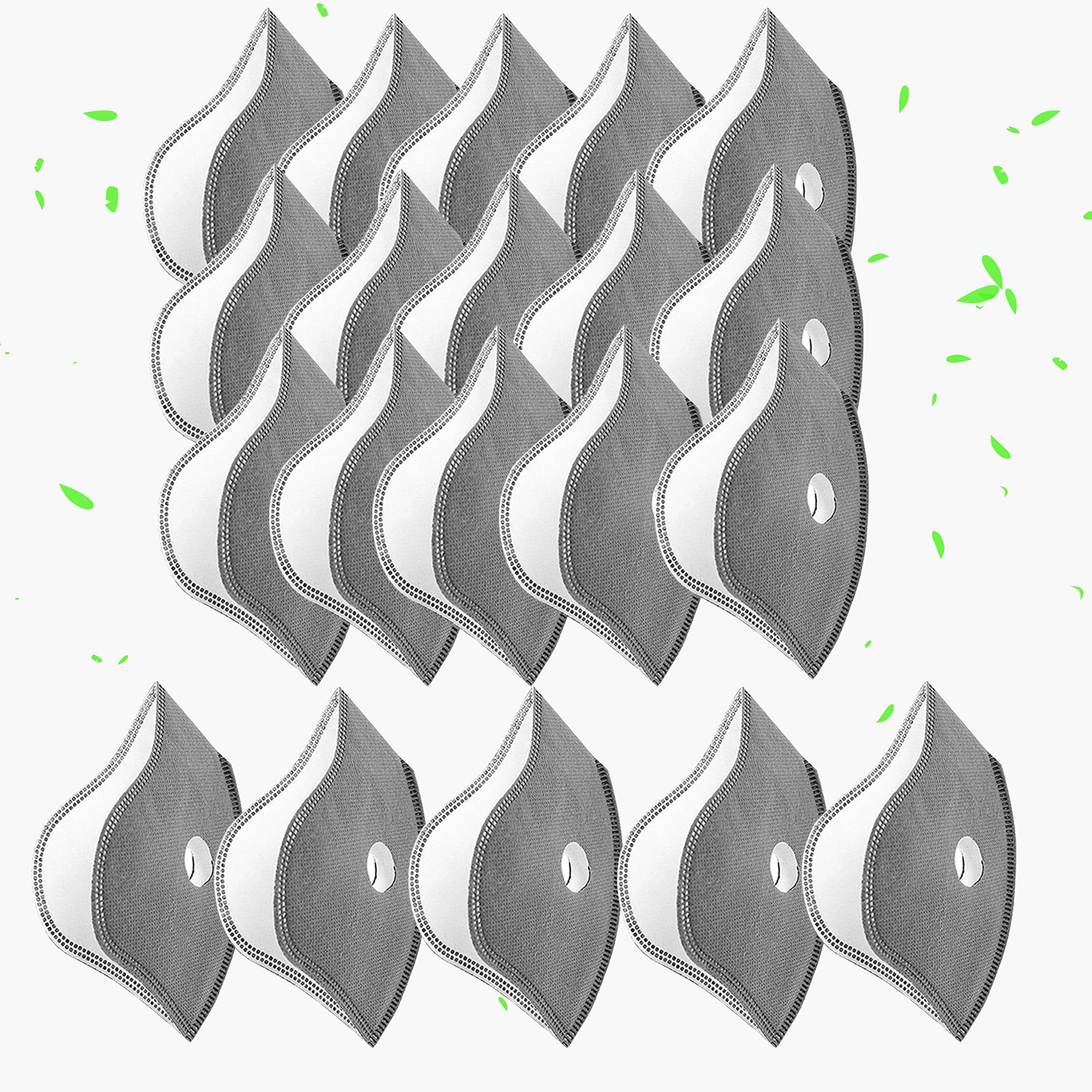 (Pack of 20) Activated Carbon Filter Replacement for Face Mask, PM2.5 Active Carbon Filter 5 Layers Replaceable Filter Mouth Nose Protective Dust Protection Filter Pad for Mesh or Neoprene Mask