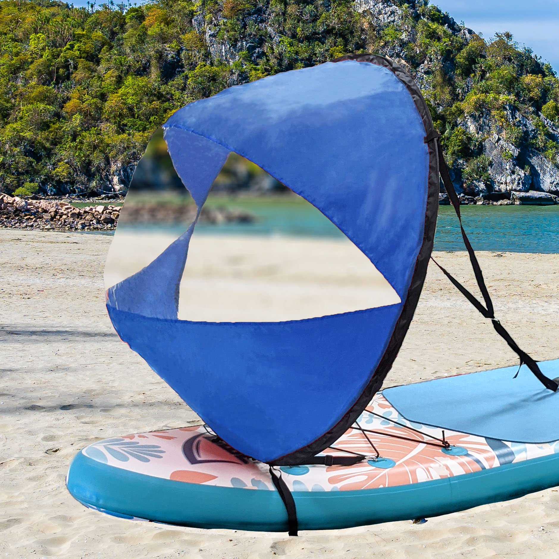 VALINK Kayak Sail With Clear Window - Portable Wind Sail For Kayaks, Canoes & Paddle Boards, Easy Setup