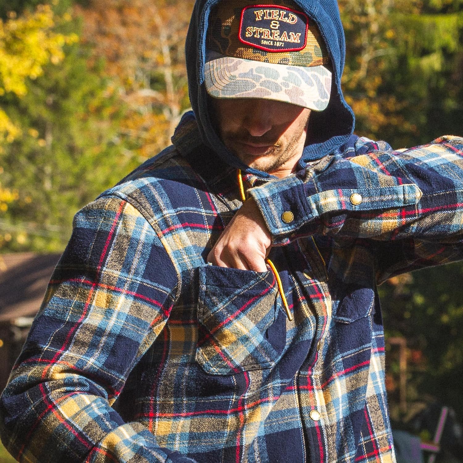 Field & Stream mens Widgeon Waffle Hooded Flannel Shirt - Image 9