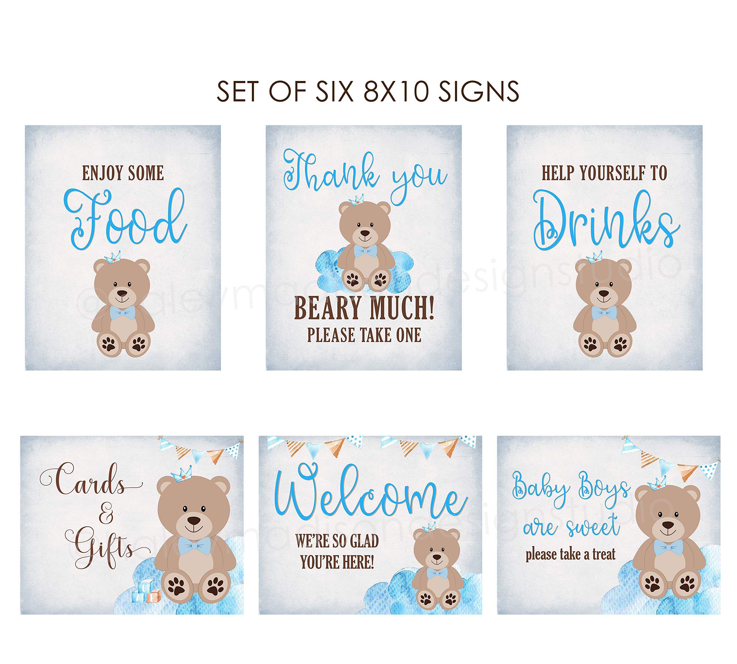 Buy Set of 6 Teddy Bear Baby Shower signs, Bear baby shower decorations, 8x10 signs, food, drink