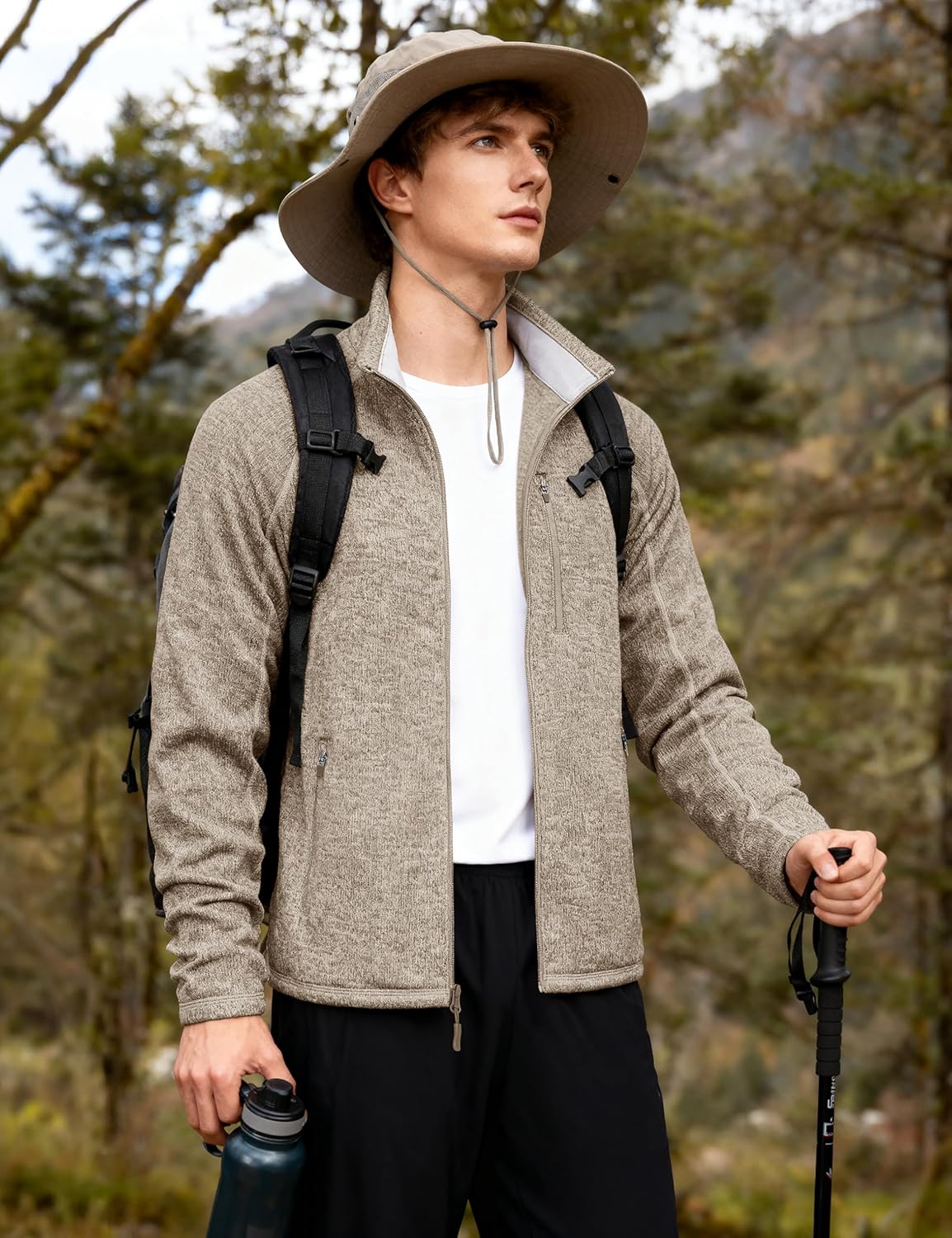 TACVASEN Men's Fleece Jackets Full Zip Up Lightweight Jacket Casual Stylish with Pockets for Outdoor Office - Image 3