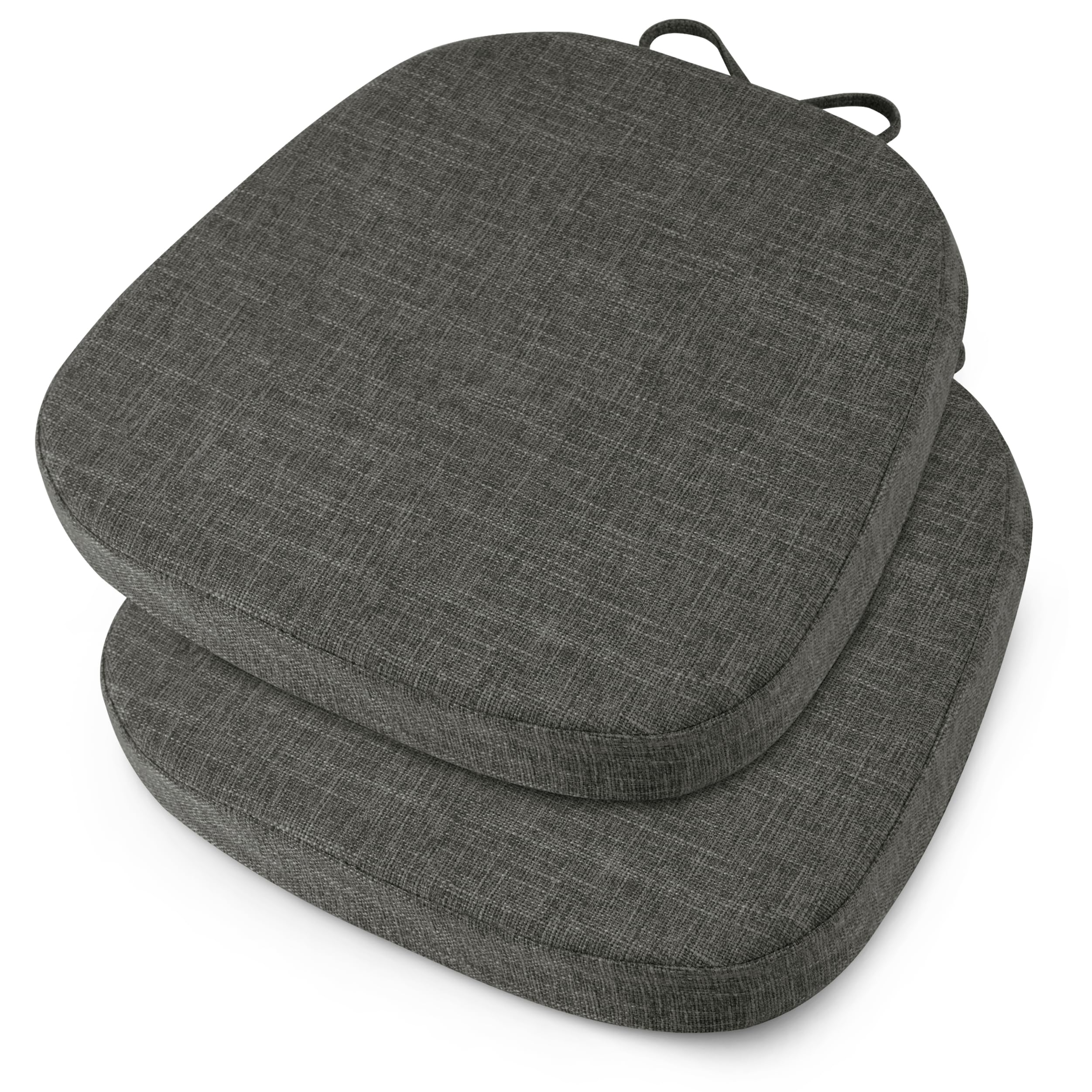 OVOV 14x14 Chair Cushions for Metal Dining Chairs Set of 2 Non Slip Thick Textured Chair Pads for Dining Chairs with Ties and Removable Cover (35.5x35.5x5cm/14x14x2inch) (2, Dark Grey)