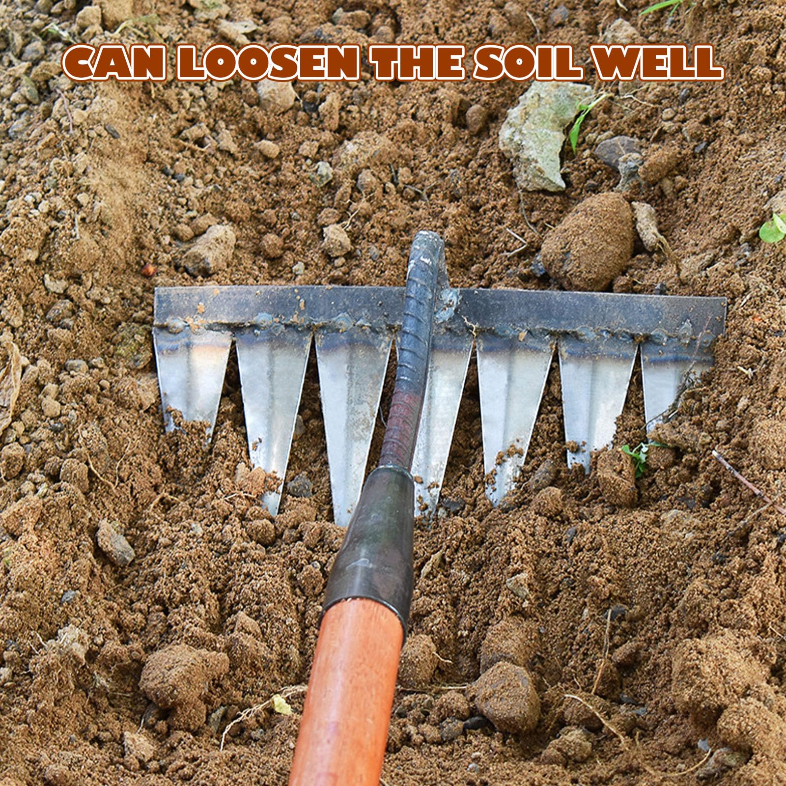 Lawn Rake Iron Garden Rake 2.0 Gardening Landscaping Gardening Iron Weeding  Rake Weed Remover Tool Puller For Loosening Soil, Gathering Leaves, Leveling  Lawns (7teeth Weed Puller, image size:1600x1600