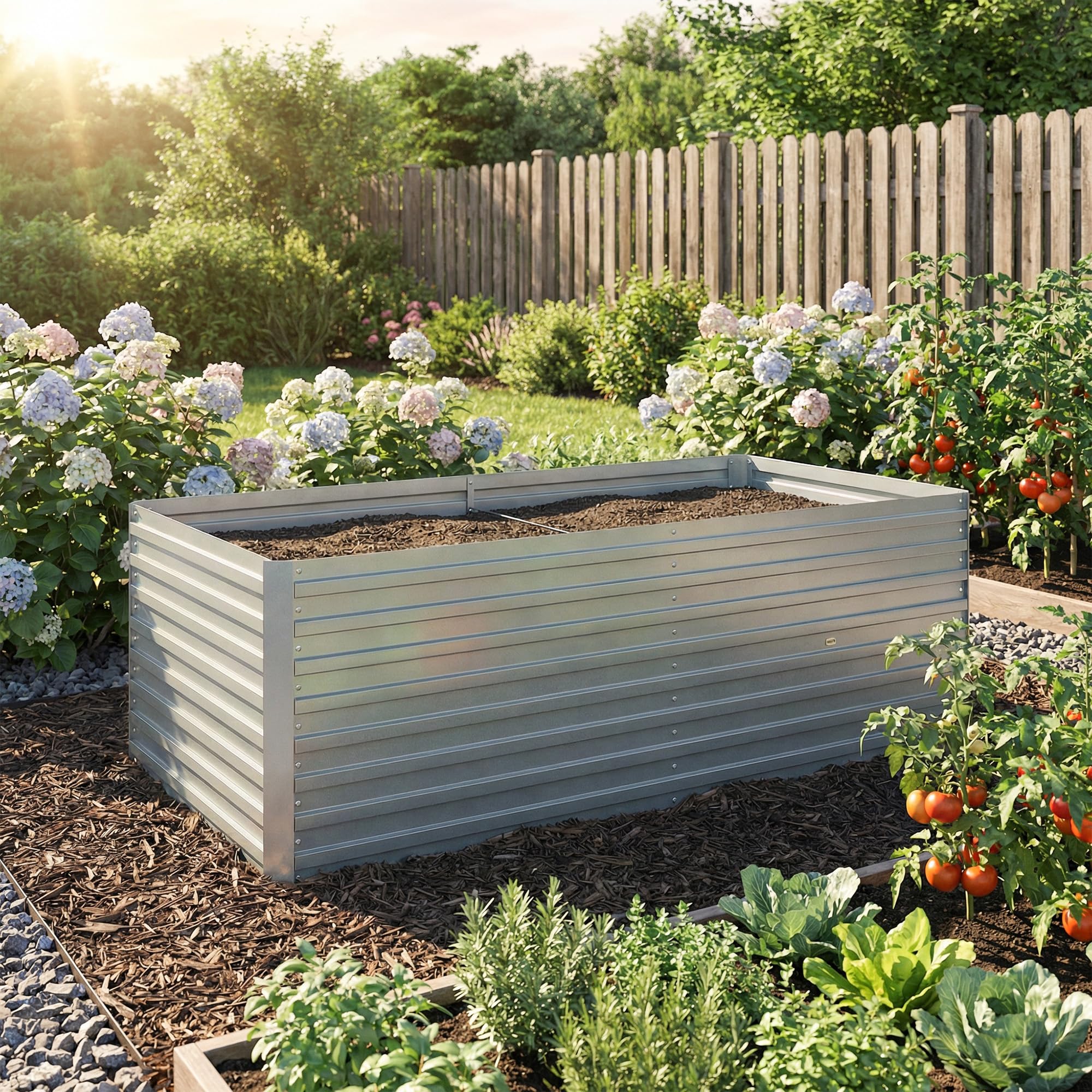 Outsunny Set 2 Orto Rialzato da Esterno in Acciaio Zincato, Cassoni Orto con Fondo Aperto, Guanti, Bordo Sicuro, Barra Rinforzo, Aiuola Rialzata per Frutte Verdure Fiori Giardino, 180x90x60cm, Argento