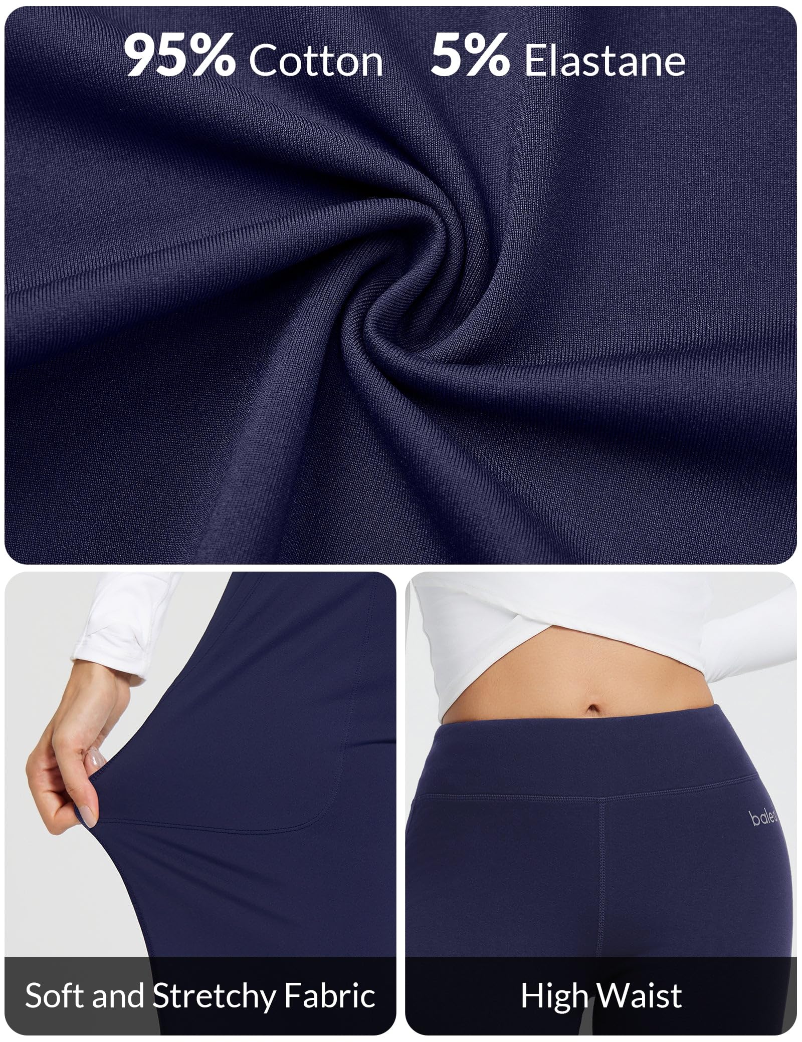 BALEAF Damskie spodnie do jogi Flare legginsy ciepłe spodnie fitness spodnie do joggingu bawełna kontrola brzucha spodnie robocze spodnie sportowe z kieszeniami