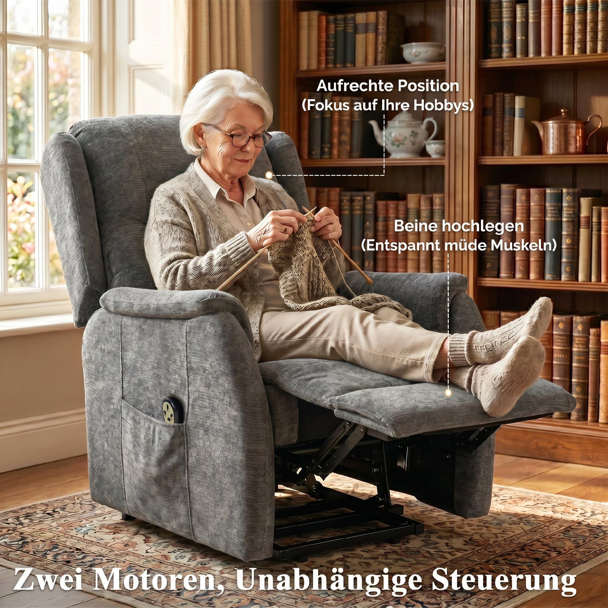 HOMCOM Fauteuil TV électrique réglable 2 Moteurs avec relevage assisté