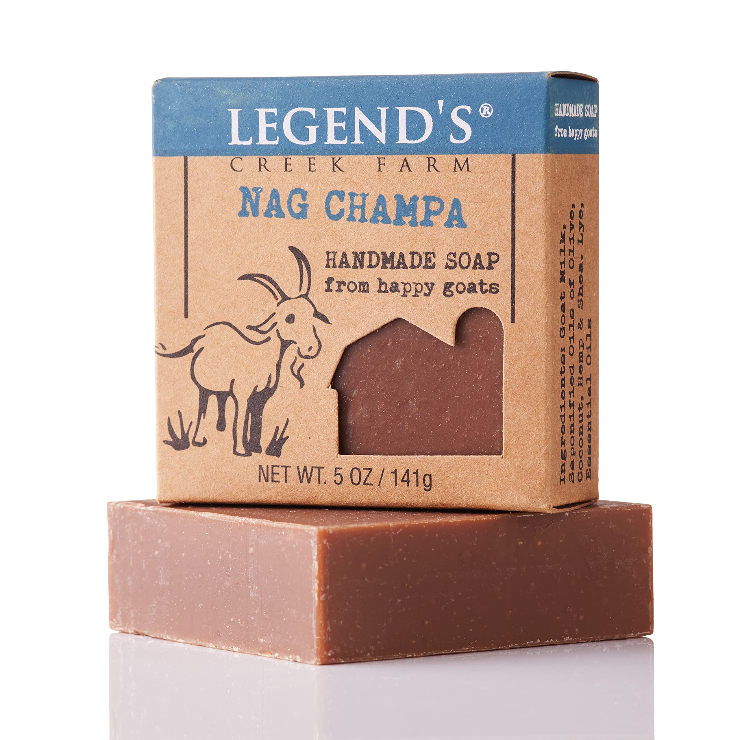 Legend's Creek Legend’s Farm, Goat Milk Soap, Moisturizing Cleansing Bar for Hands and Body, Creamy Lather and Nourishing, Gentle For Sensitive Skin, Handmade in USA, 5 Oz Bar (Nag Champa O.S.)