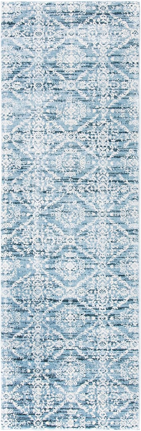Martha Stewart x SAFAVIEH Area Rug Collection - 2'2" x 7' Runner, Denim Blue & Ivory, Non-Shedding & Easy Cleaning, Ideal for Living Room, Bedroom, Office, Hallway (MSR0953L)