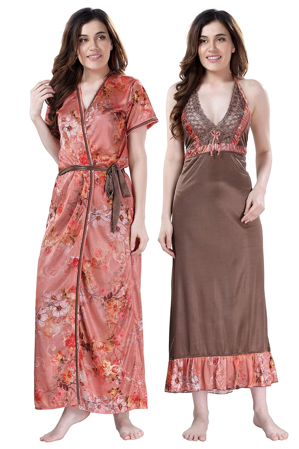 Buy Style Dunes Women's Satin Floral Nightwear Set Pack of 2 (NW_SD003