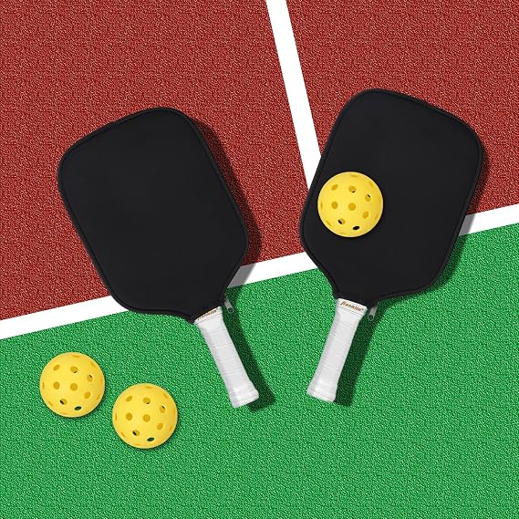 KINBOM 2pcs Pickleball Paddle Covers, Universal 8.6 x 12.2 inch Neoprene Paddle Cover Pickleball Racket Sleeve Paddle Storage Bag for Most USAPA Standard and Elongated Pickball Paddles (Black)
