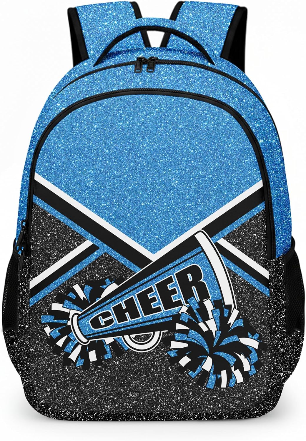 Cheer Backpack with Ribbon Keychain, Glitter Cheerleading Backpack for Women, Cheerleader Gifts (Blue) - Image 3